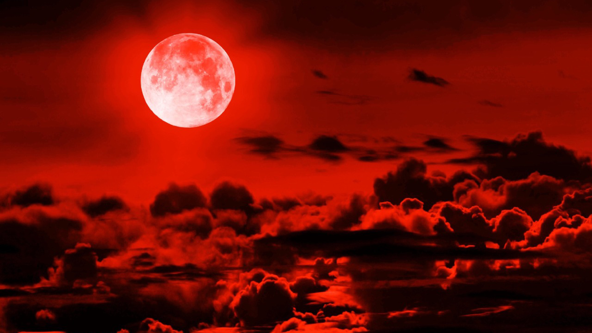 Moon In Red Clouds Sky Wallpaper During Nighttime 2K Red