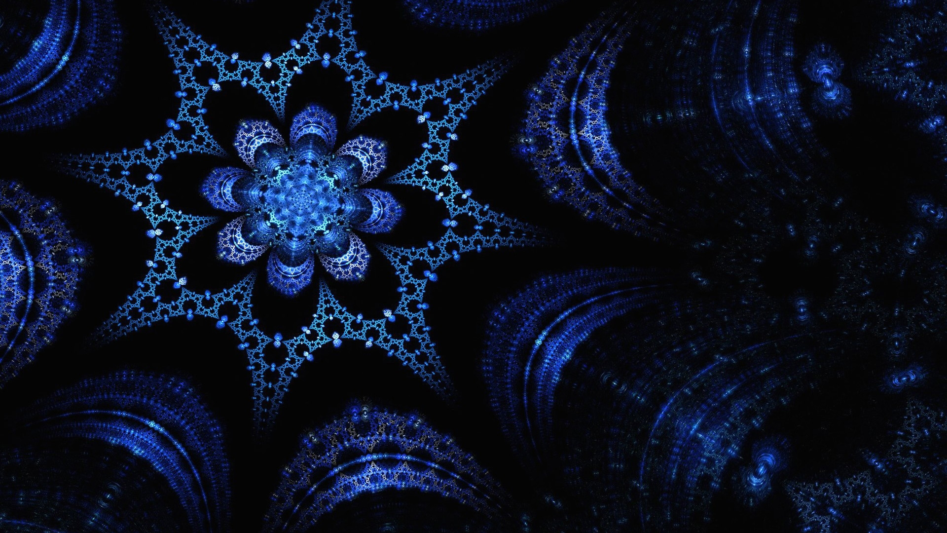 Blue Star Flower Shape Fractal Art Pattern Abstraction 2K Abstract