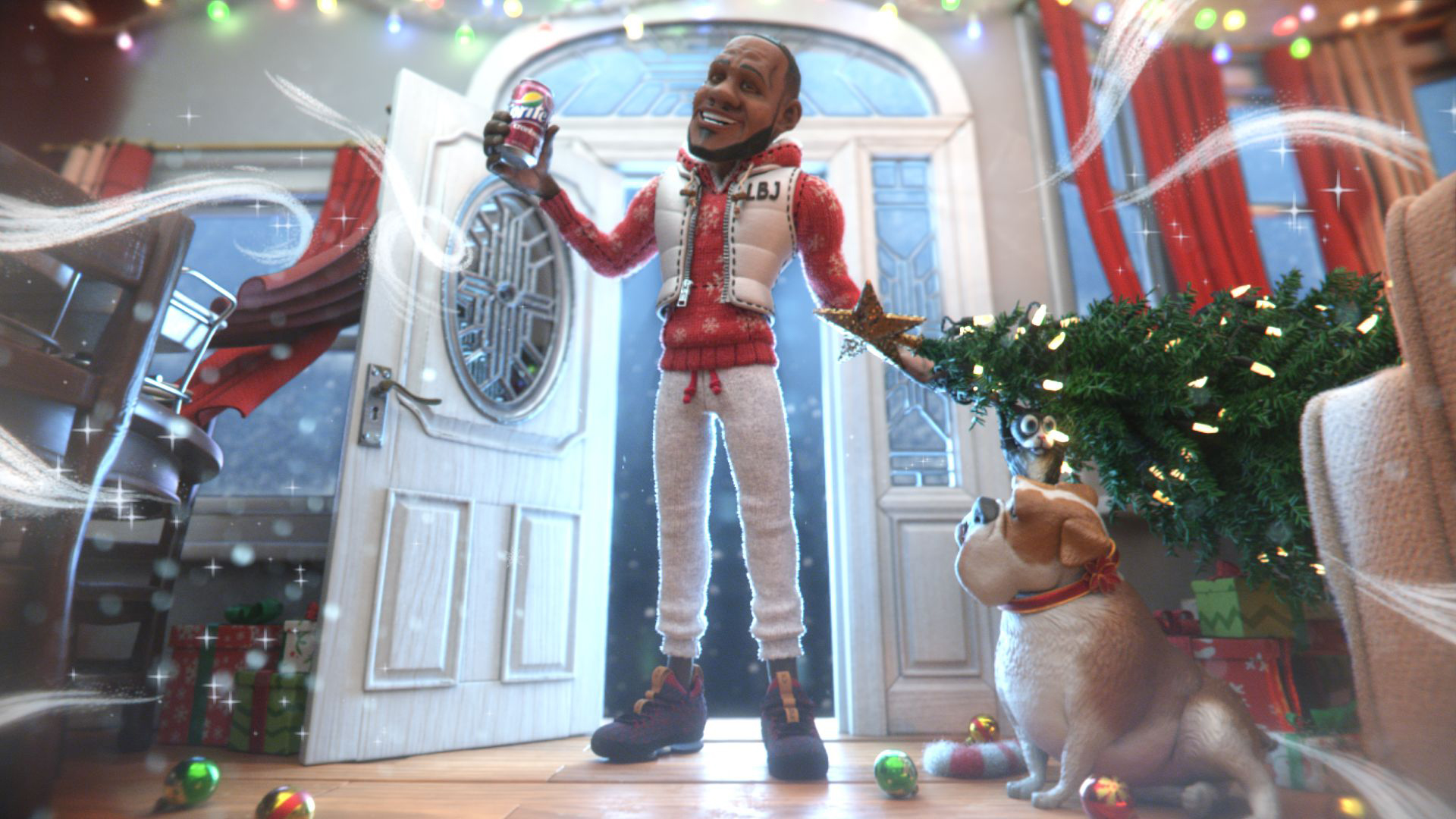 LeBron James Is Standing On Floor With Sprite Cranberry 2K Sprite Cranberry