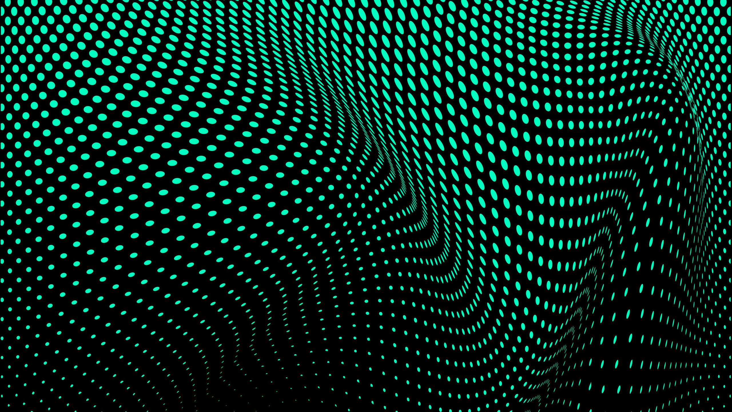 Light Green Circles Bends Points Black Wallpaper K 2K Abstract