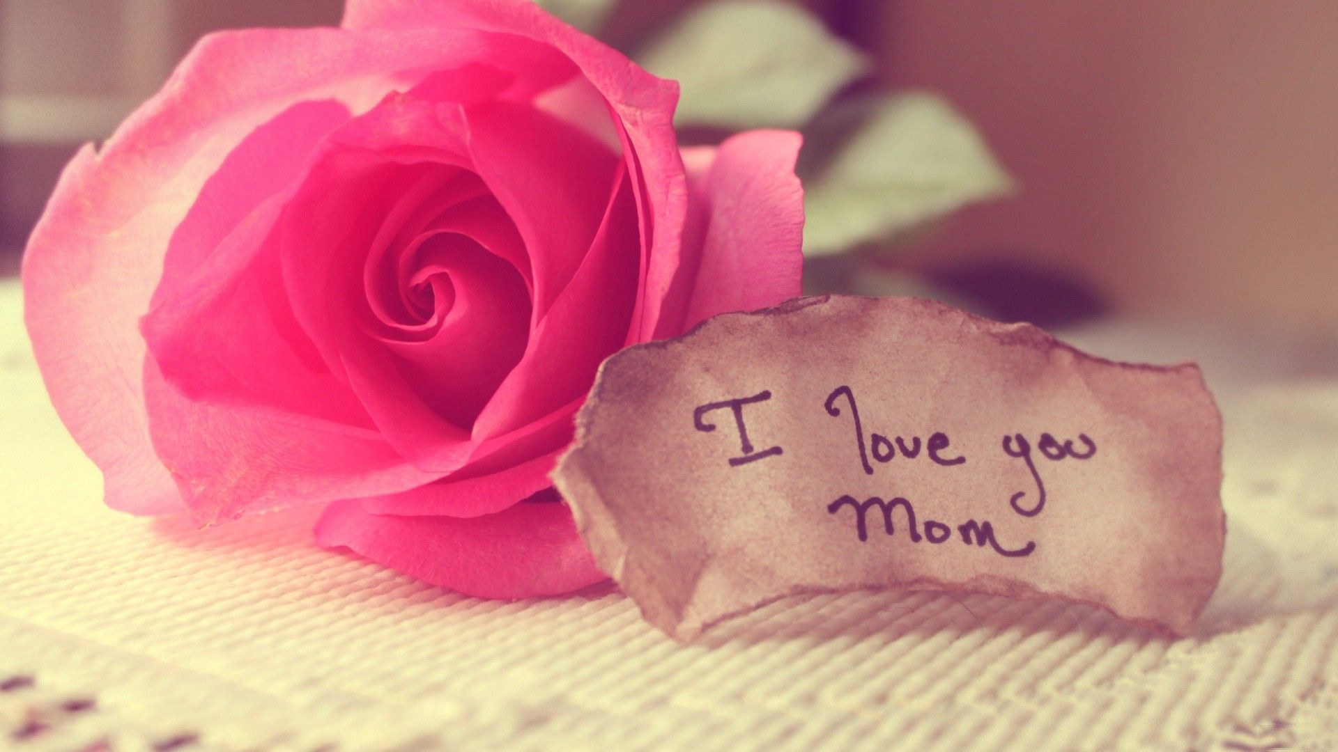 Words I Love You Mom In Small Paper And Rose 2K Mom Dad