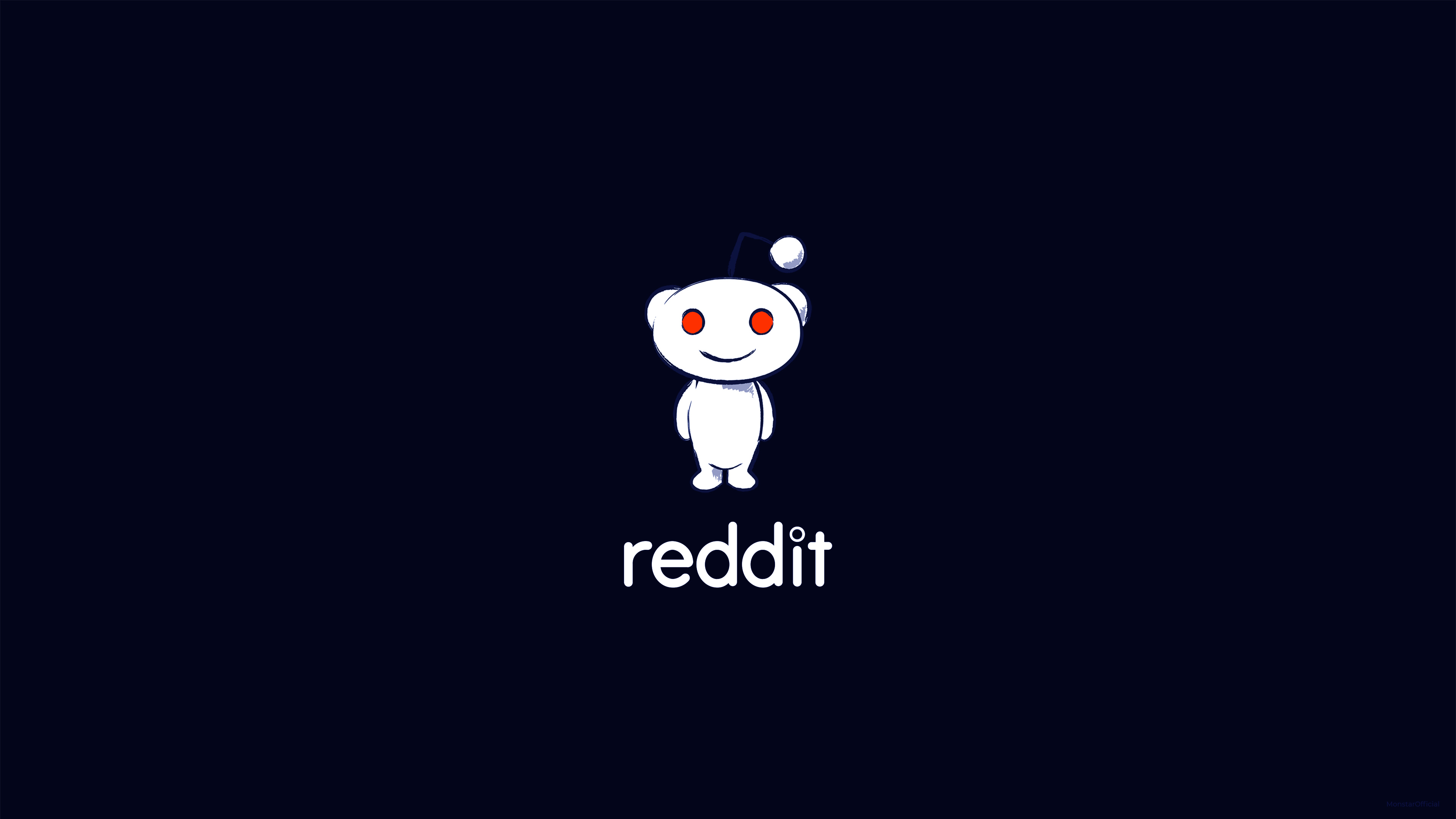 White Reddit With Orange Eyes In Blue Wallpaper 2K Reddit