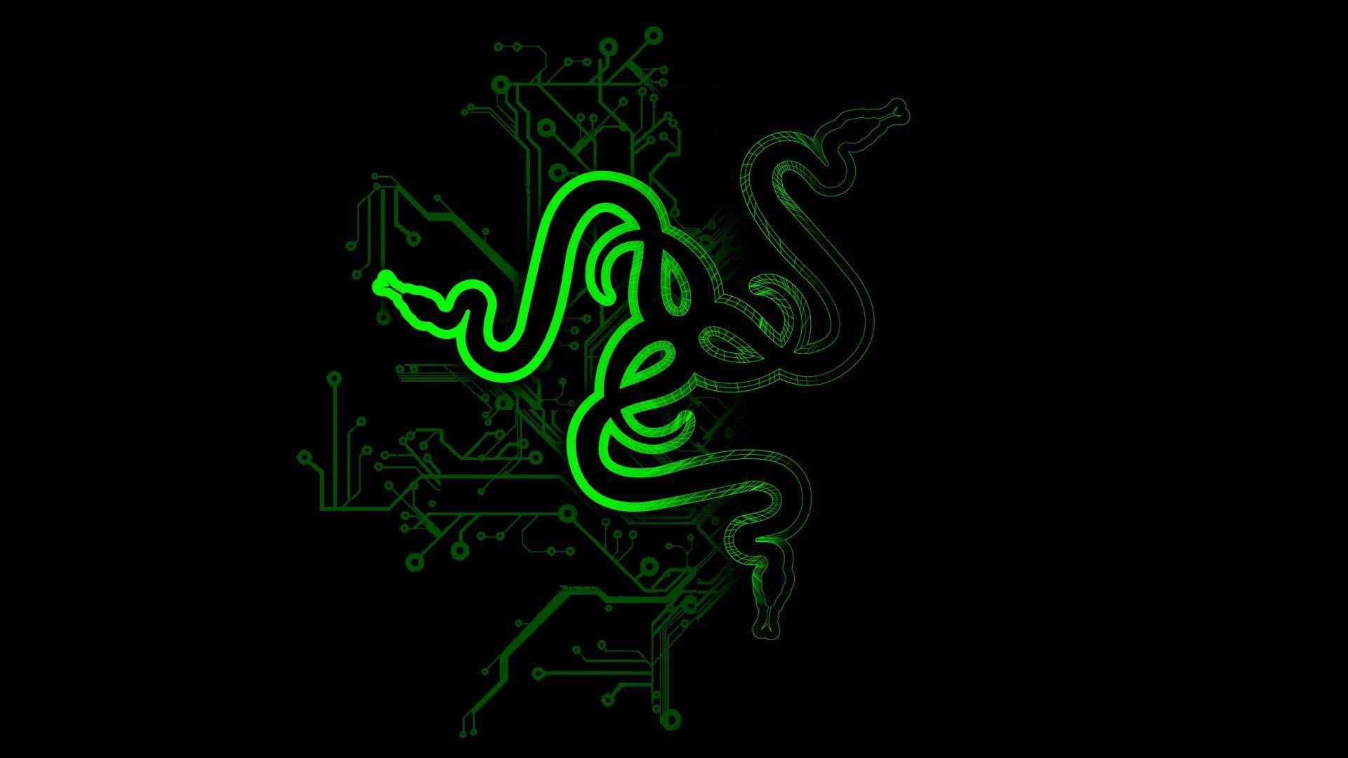 Green Razer Logo In Black Wallpaper 2K Razer