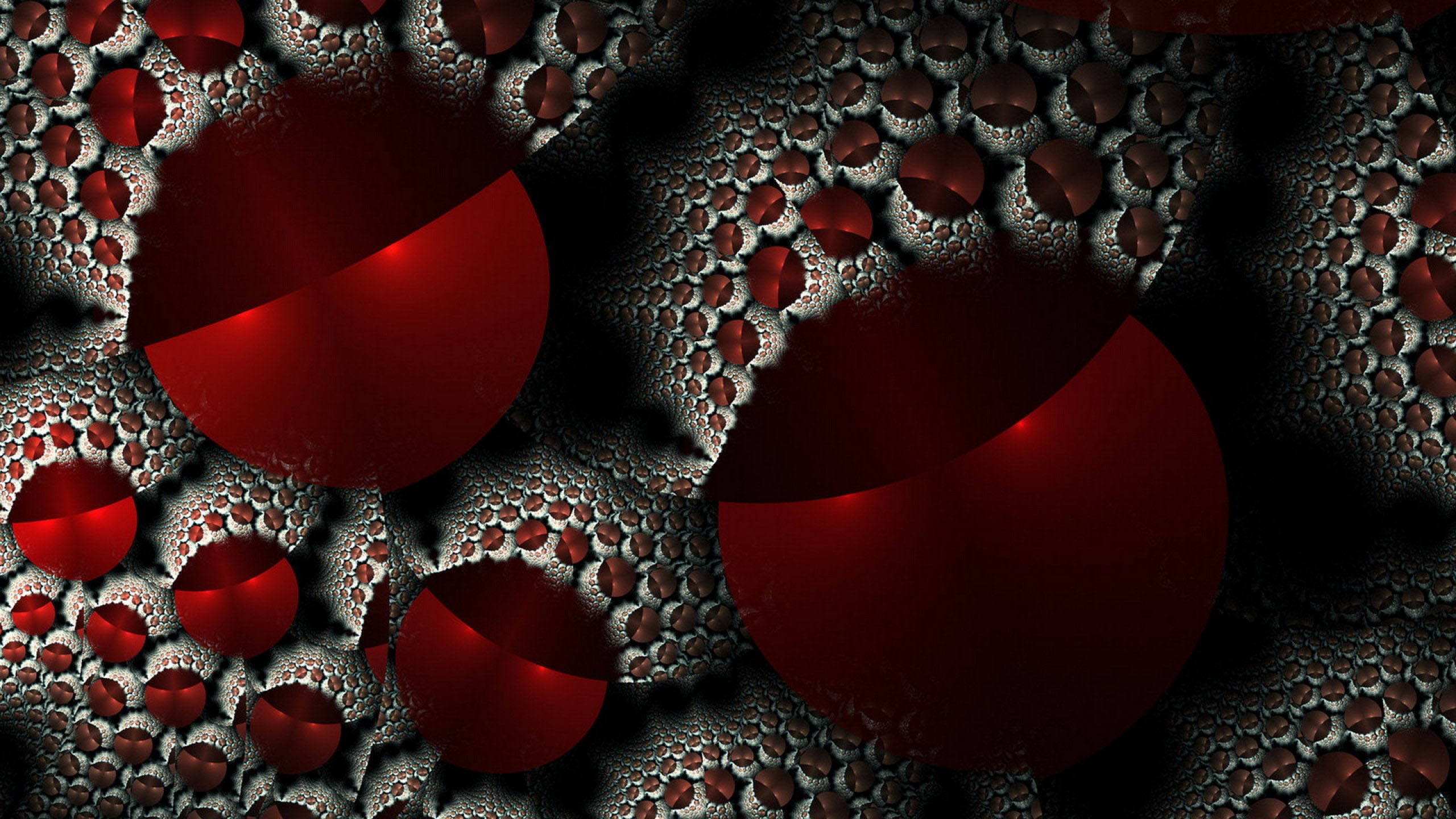 Red Ball Silver Fractal Abstraction Artwork 2K Abstract
