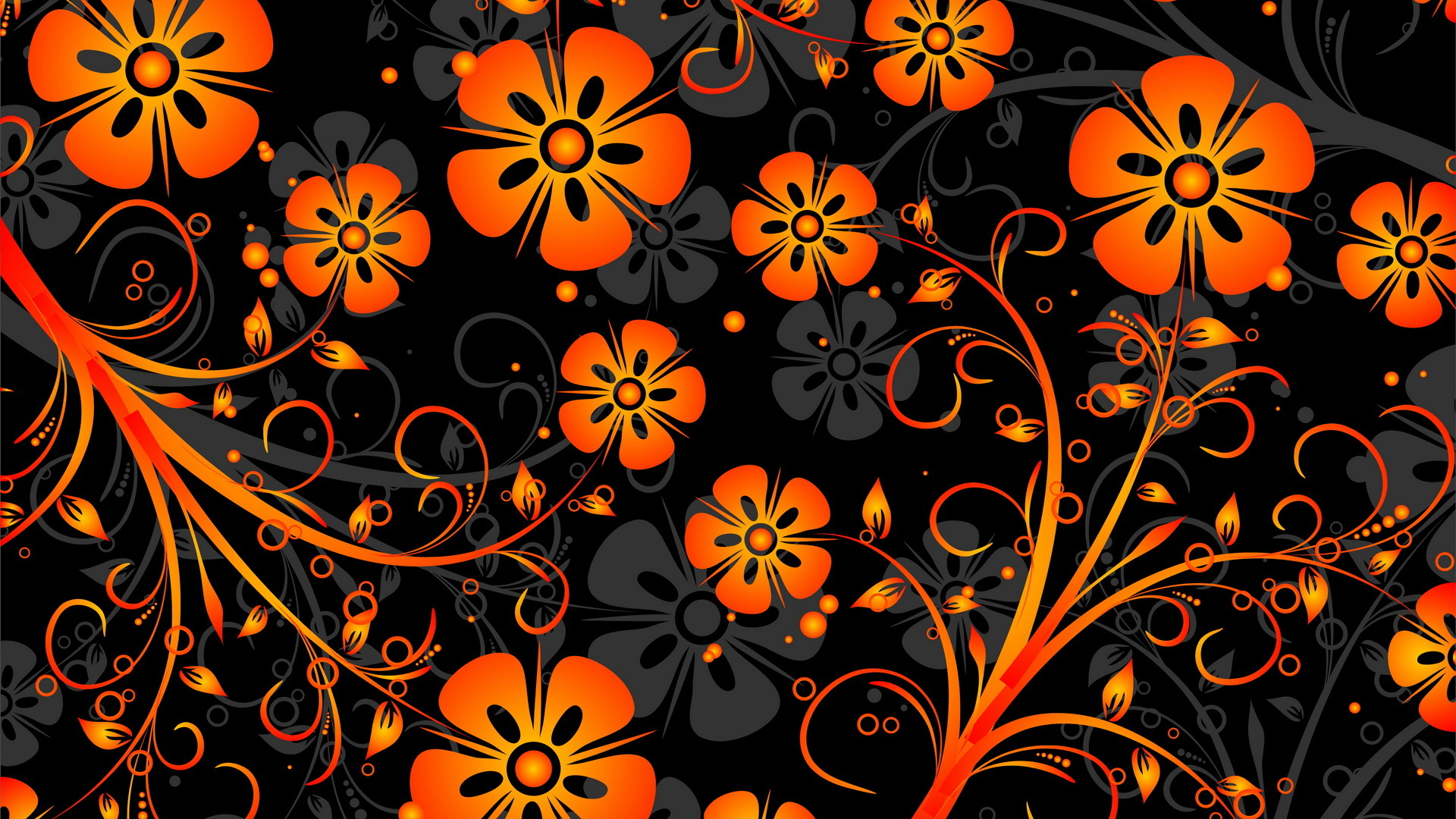 Orange Grey Flowers Texture Art Pattern Abstraction 2K Abstract