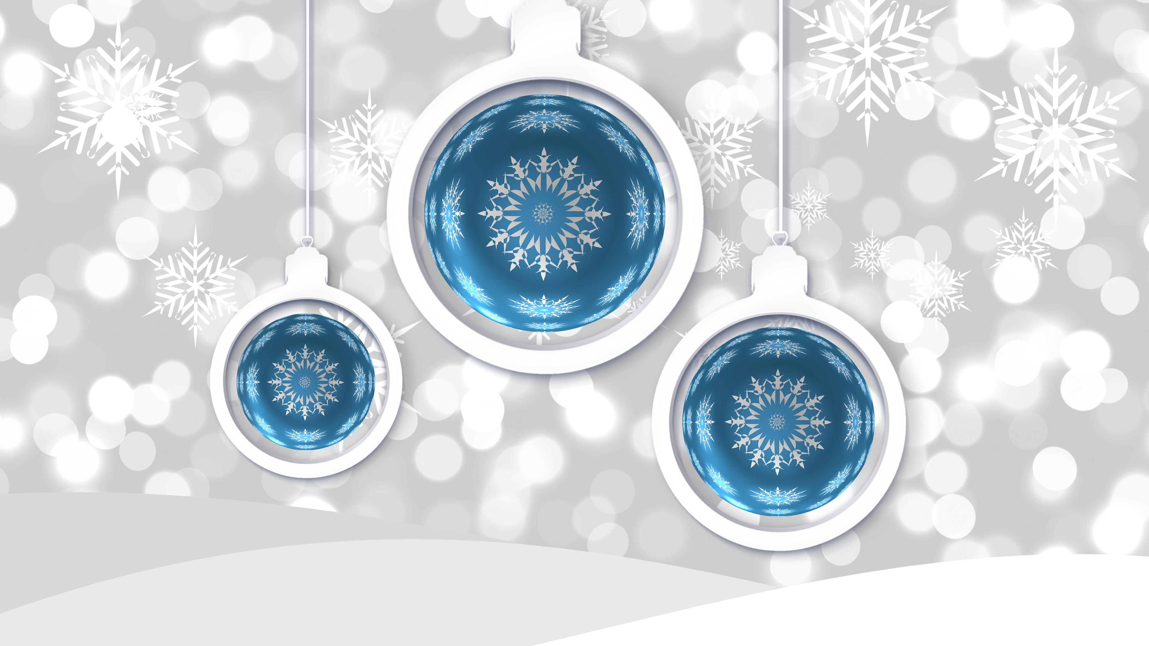 Bauble Christmas Ornaments Blue White Snowflake K 2K Snowflake