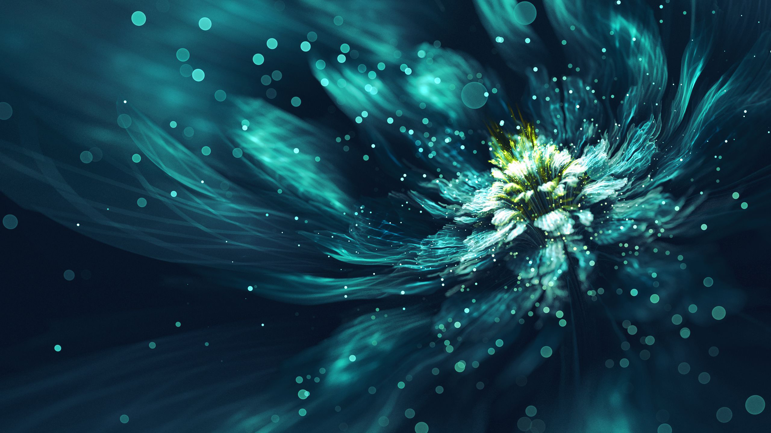 Blue Flower Bokeh Fractal 2K Abstract