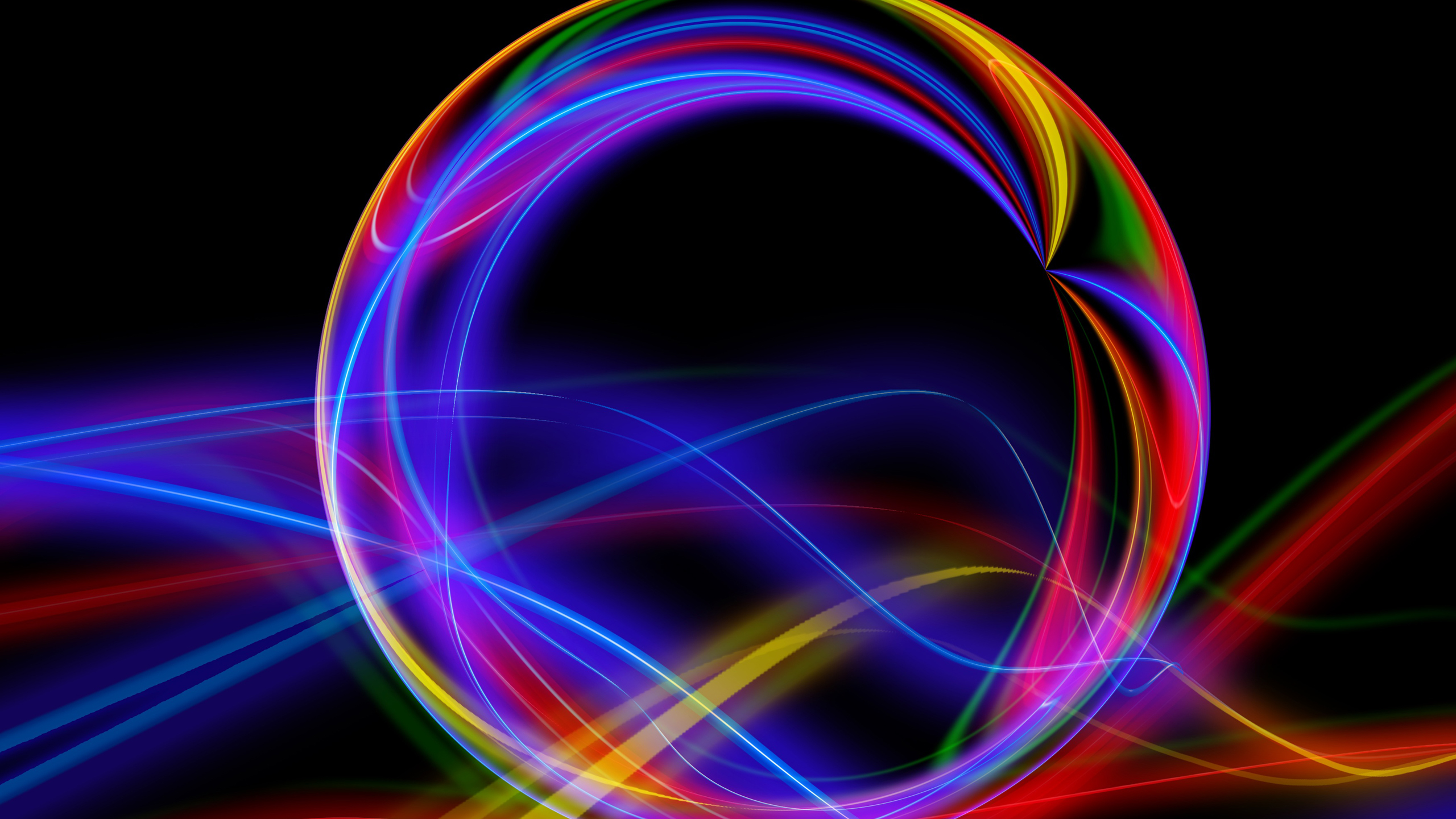 Colorful Wavy Lines Circle Abstraction 2K Abstract