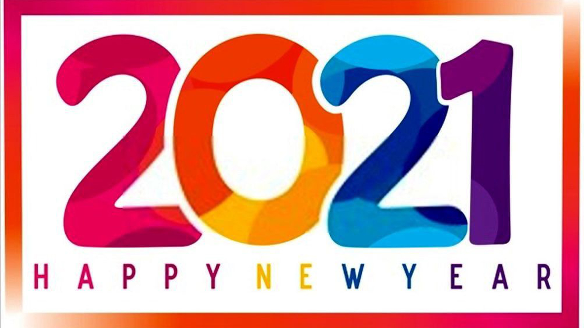 Colorful Happy New Year Words With White Wallpaper 2K Happy New Year