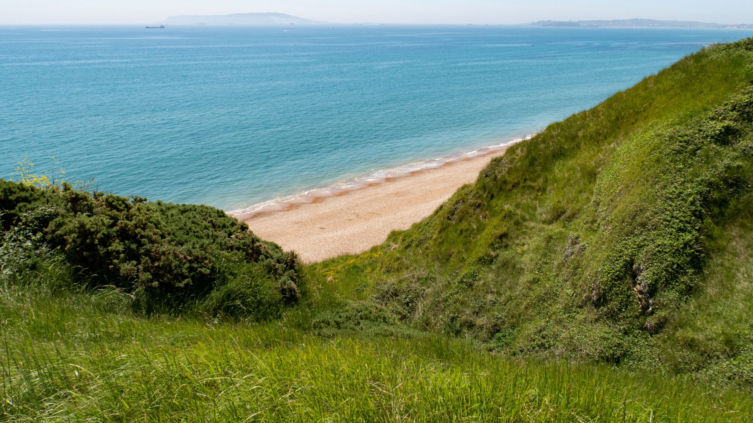 Aerial View Of Ocean Beach Sand Waves Green Grass Trees Bushes K 2K Ocean