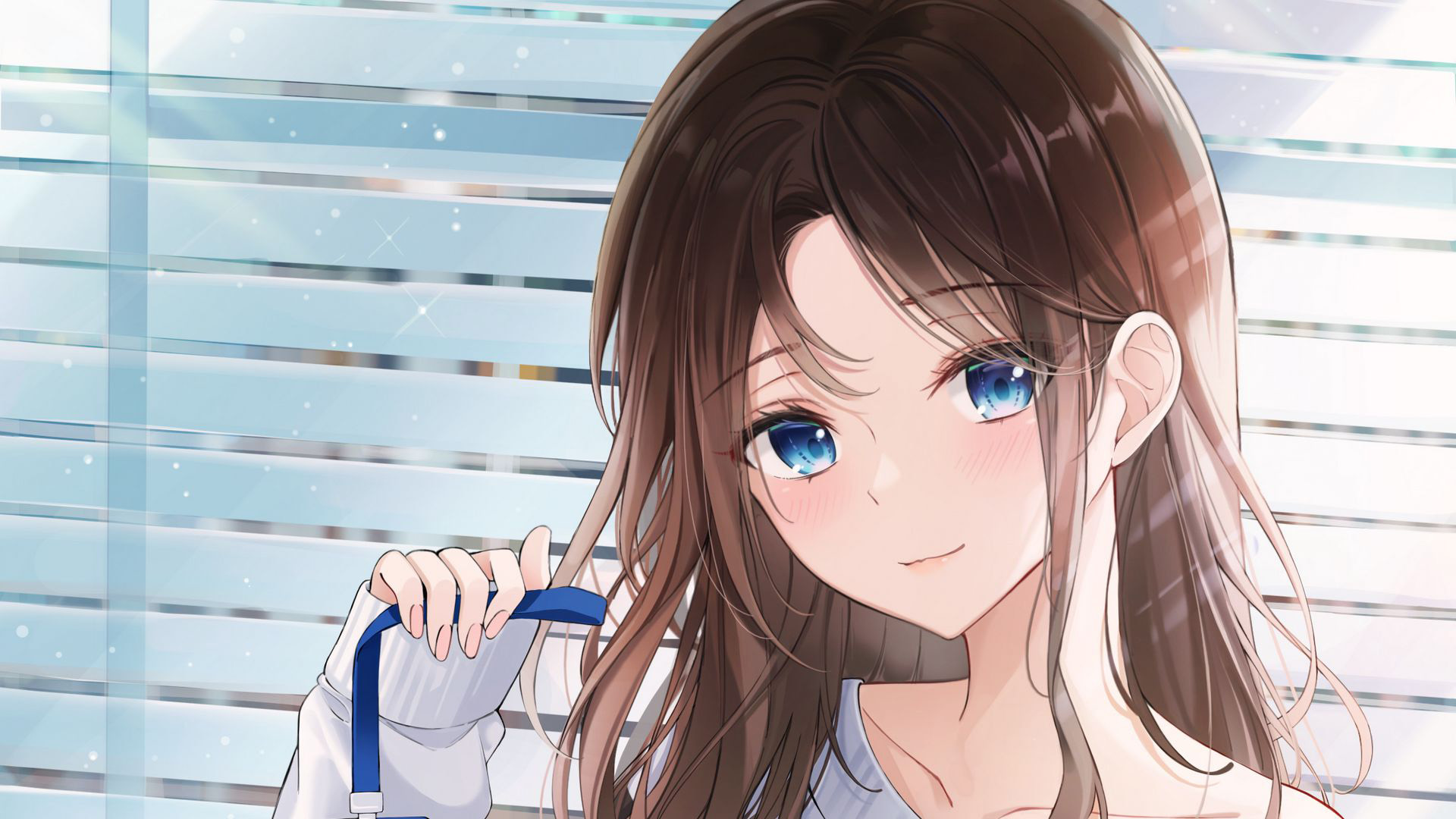 Blue Eyes Black Hair Anime Girl Glance 2K Anime Girl