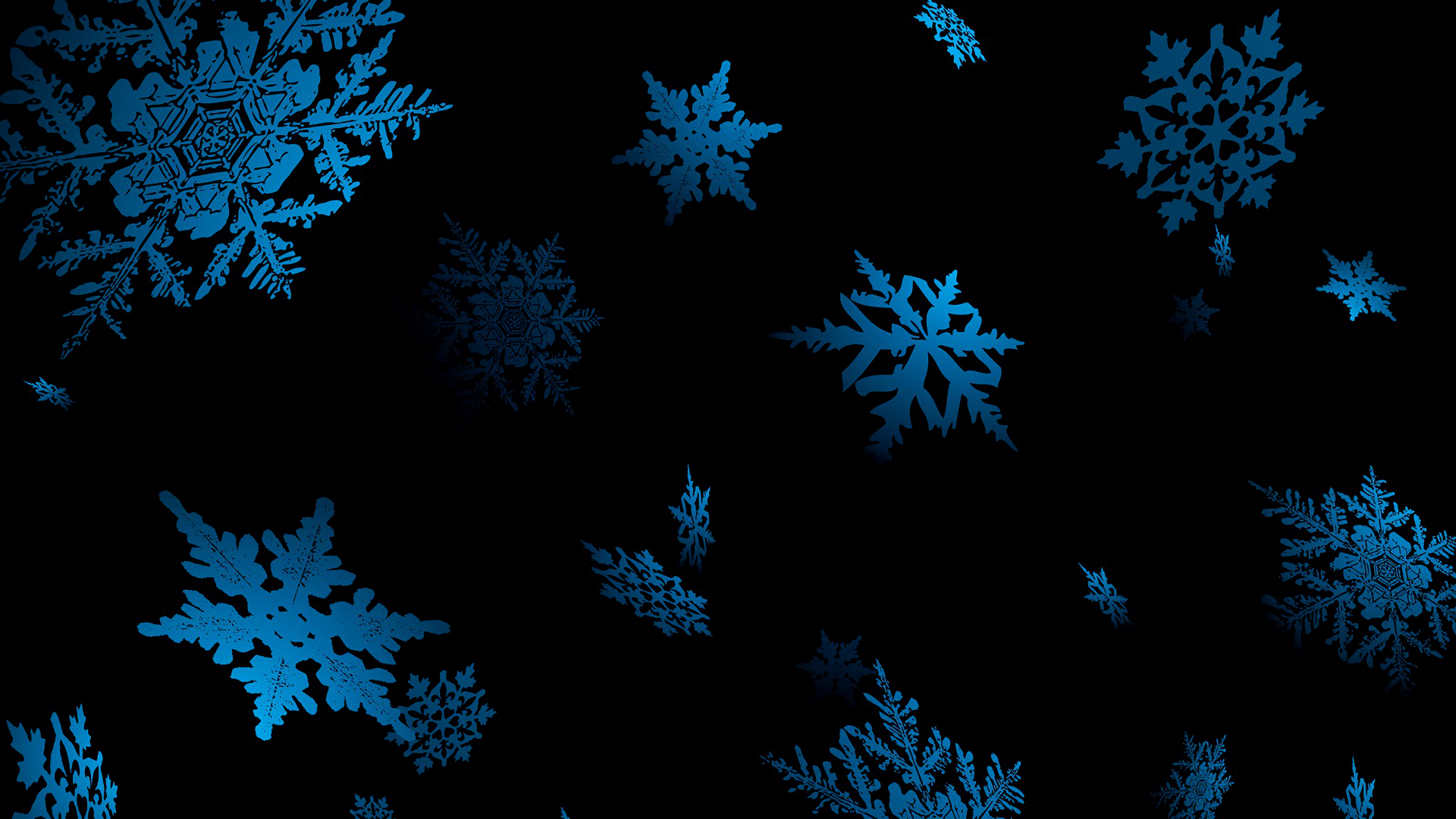Blue Snowflake In Black Wallpaper 2K Snowflake