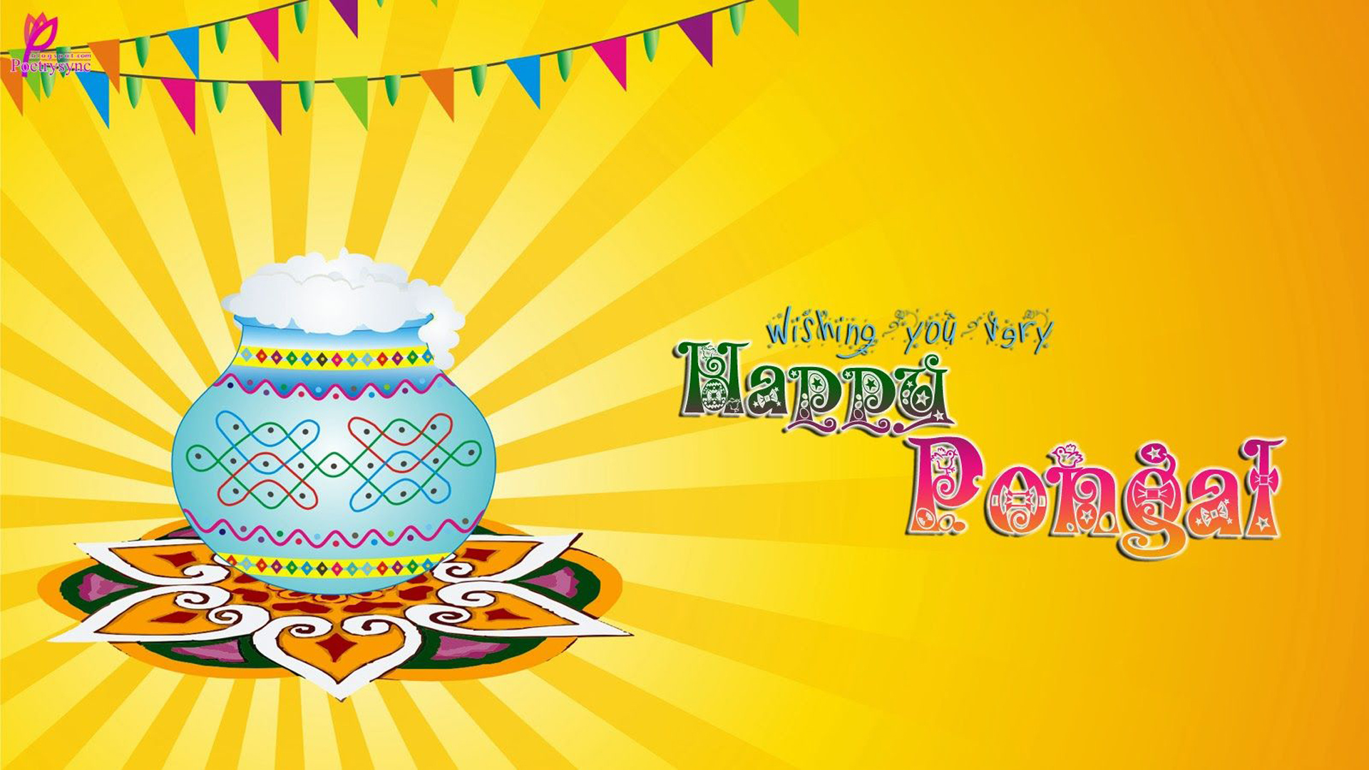 Wishing You Very Happy Pongal Yellow Wallpaper 2K Pongal