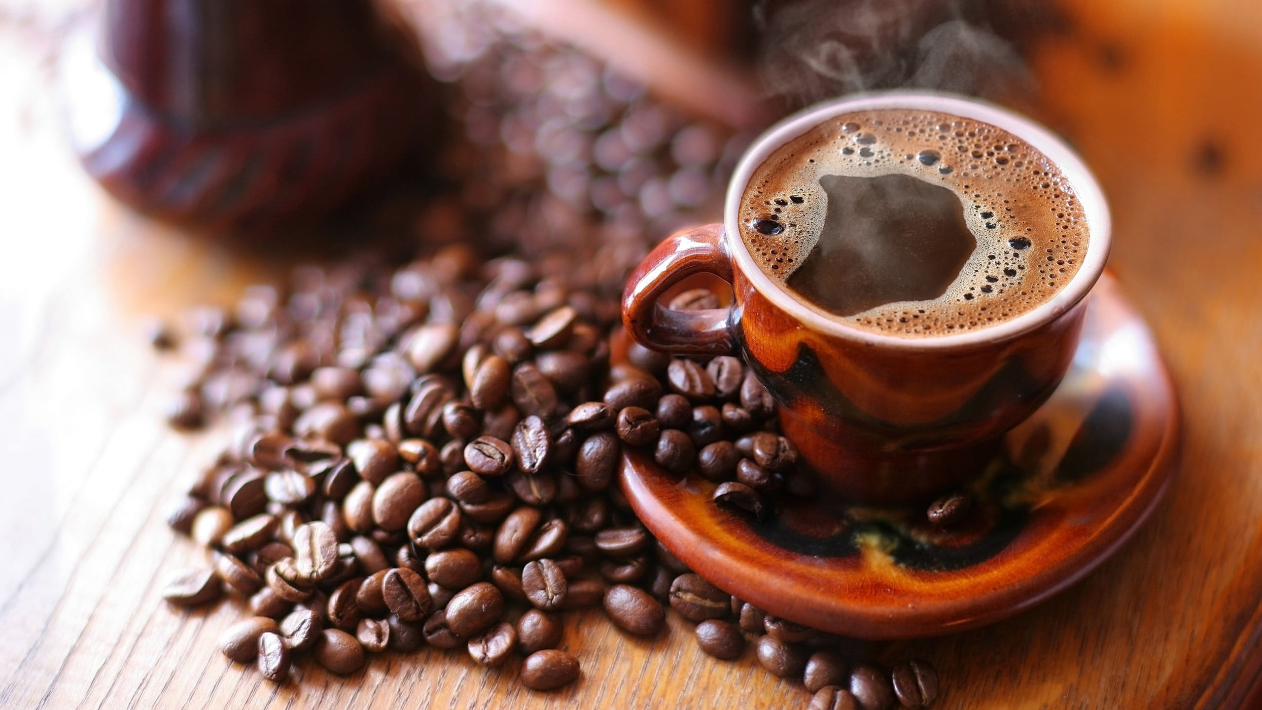 Brown Coffee Mug And Coffee Beans 2K Brown Aesthetic
