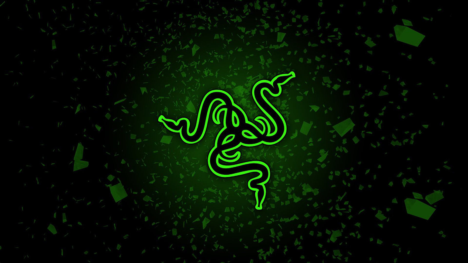 Green Black Razer Logo In Green Particles Wallpaper 2K Razer