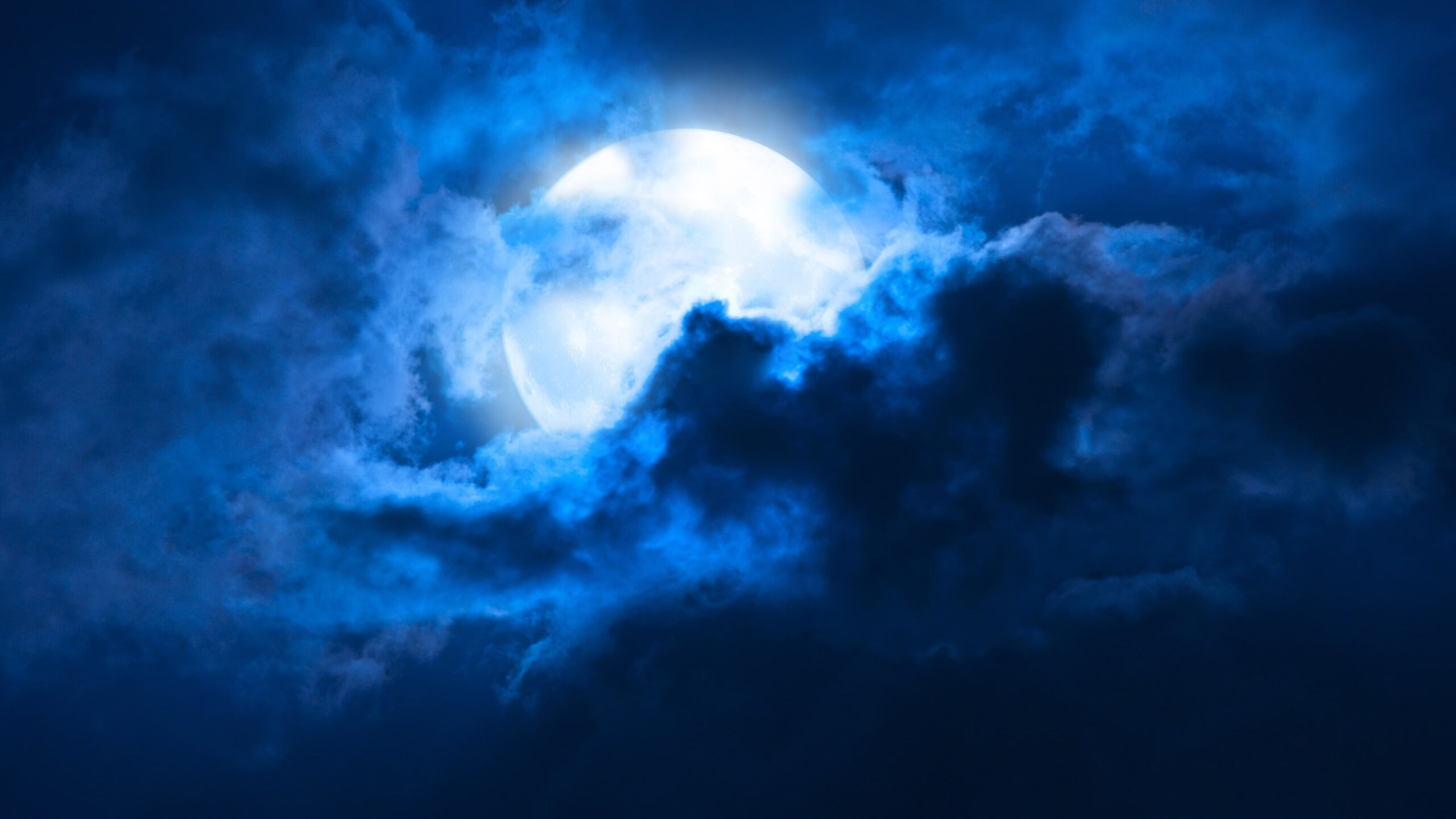 Whie Clouds Blue Sky Moon Wallpaper K 2K Moon