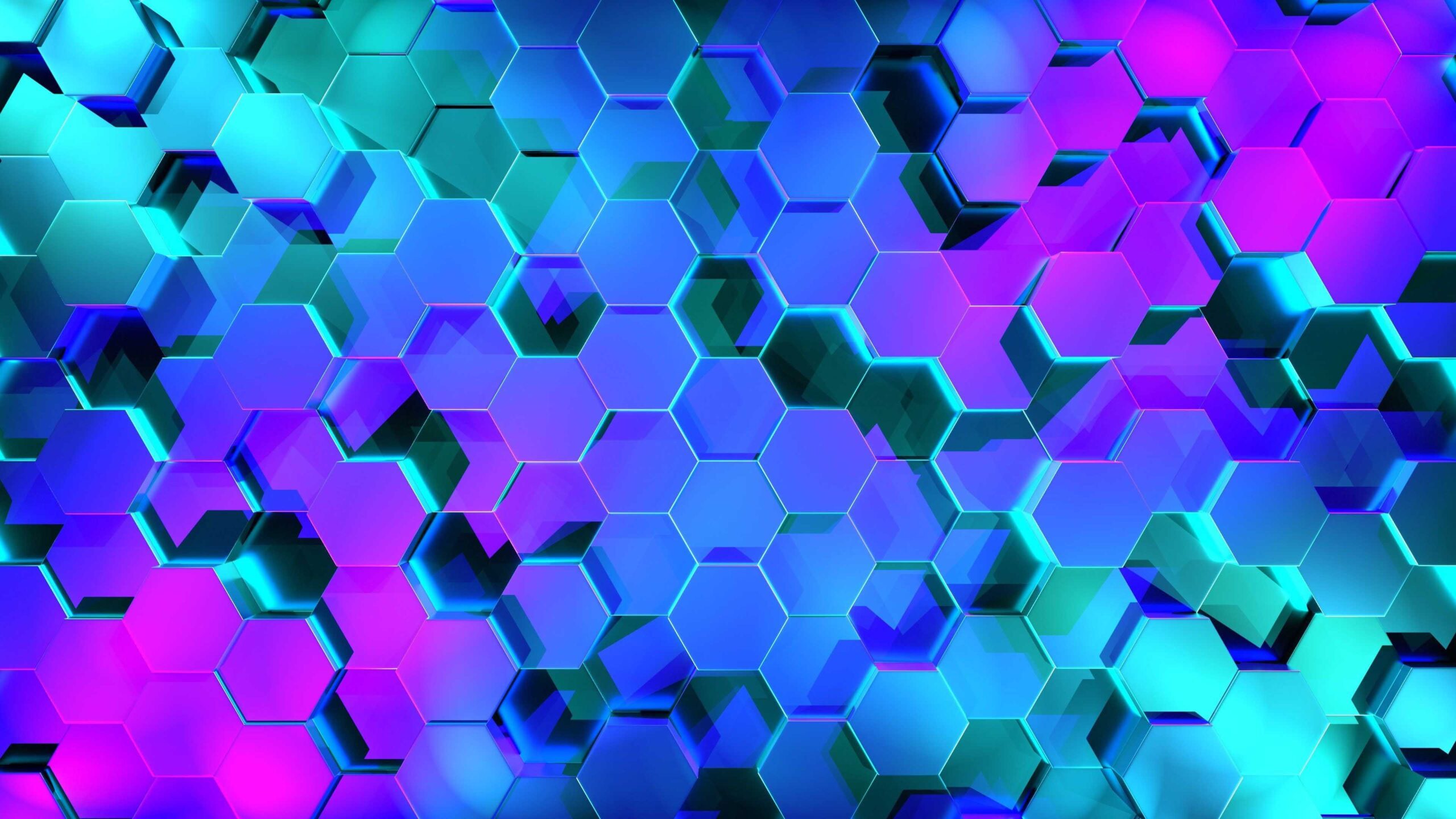 D Purple Blue Hexagon Abstraction K 2K Abstract