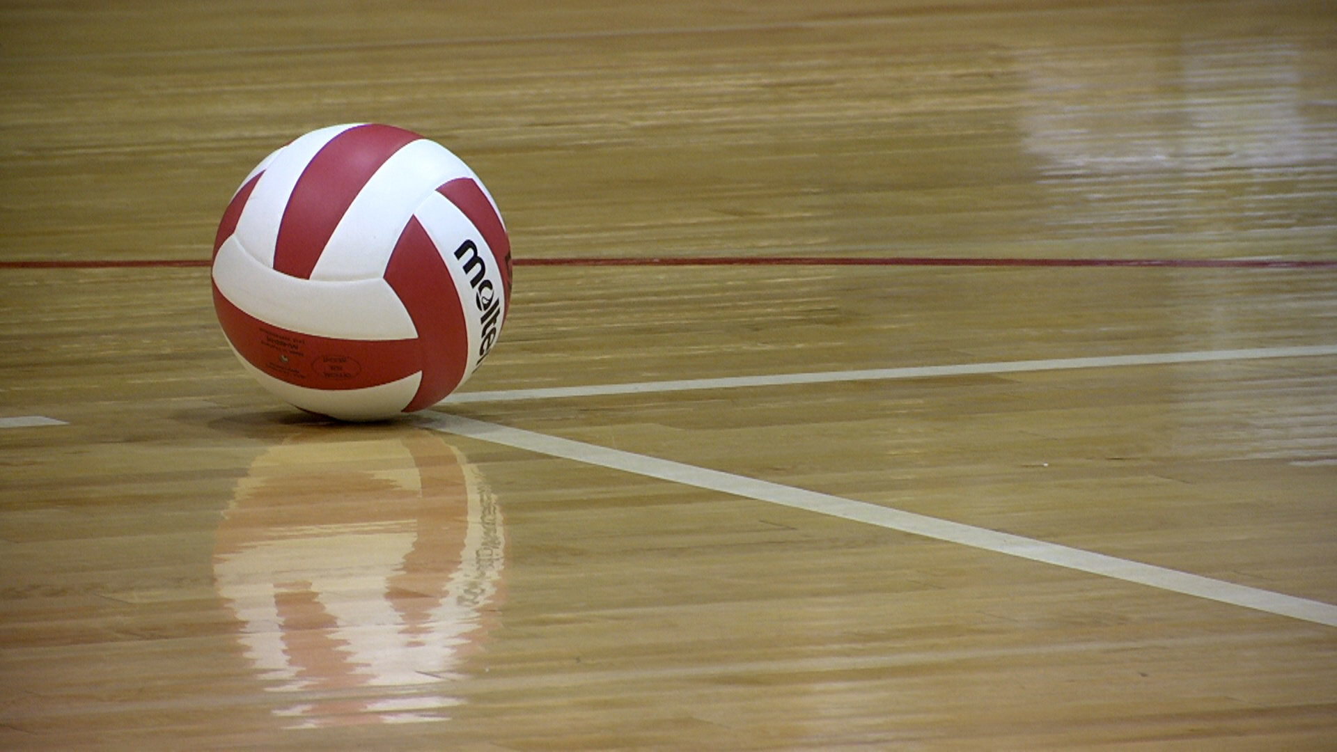 Red White Volleyball On Court Floor 2K Volleyball