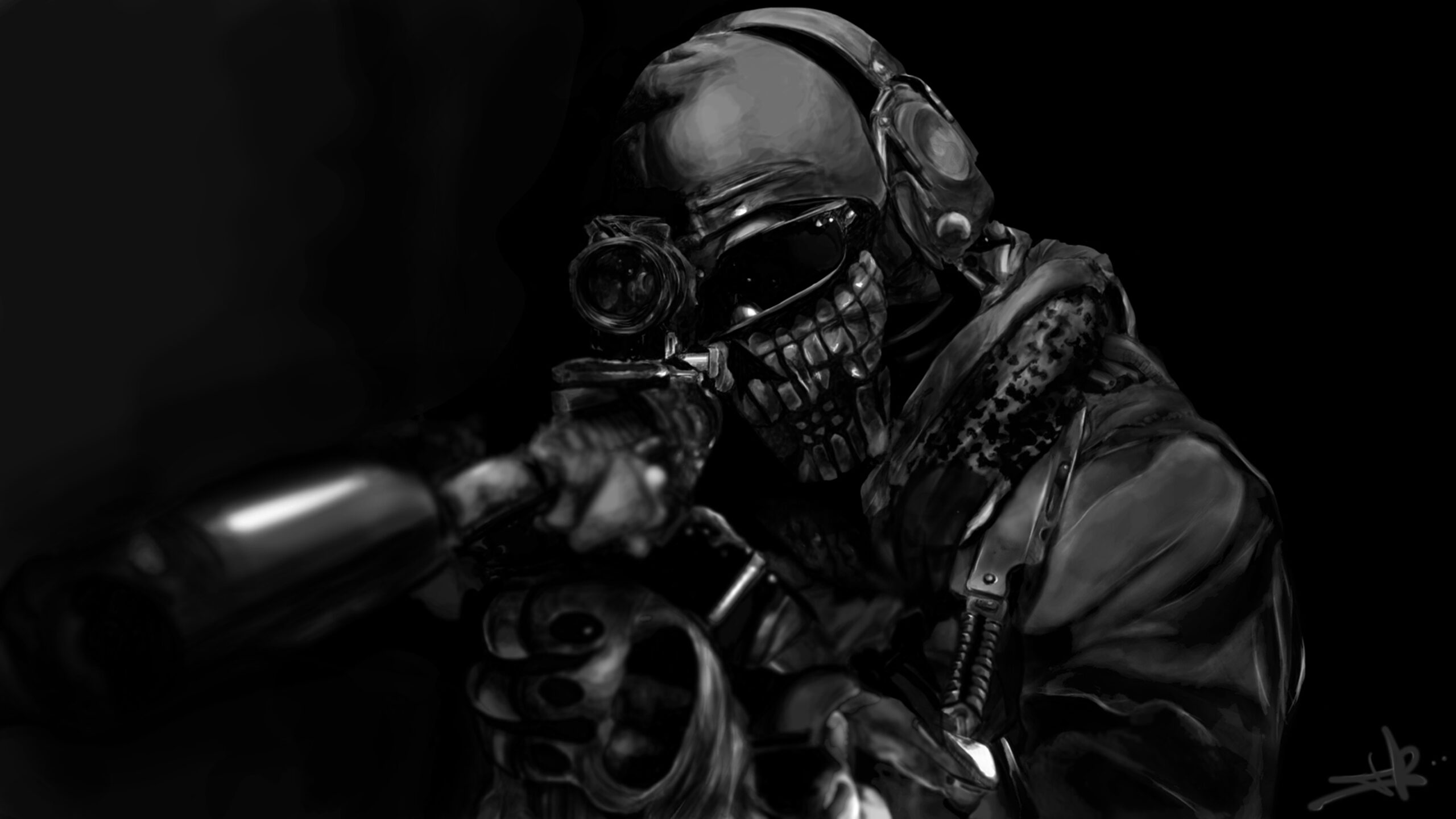 Warrior With Gun In Black Wallpaper K K 2K Call Of Duty