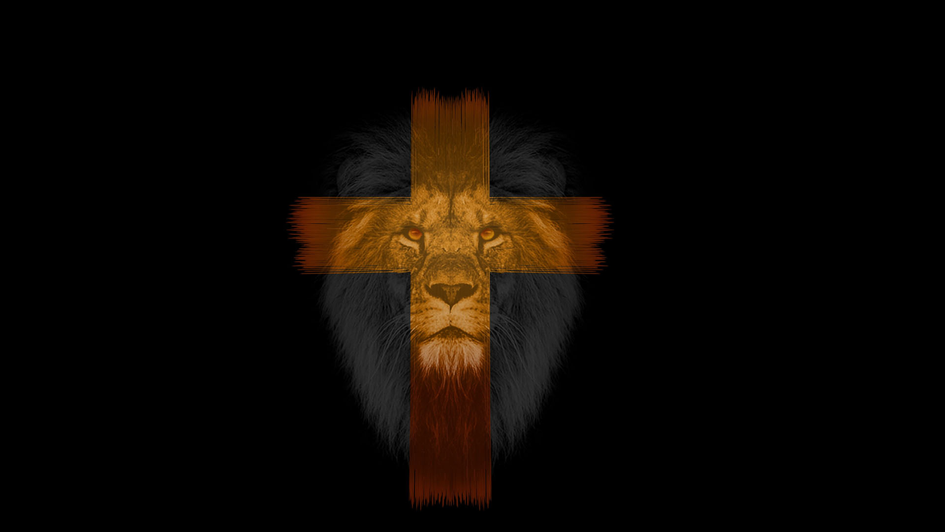 Cross On Lion Face In Black Wallpaper 2K Jesus