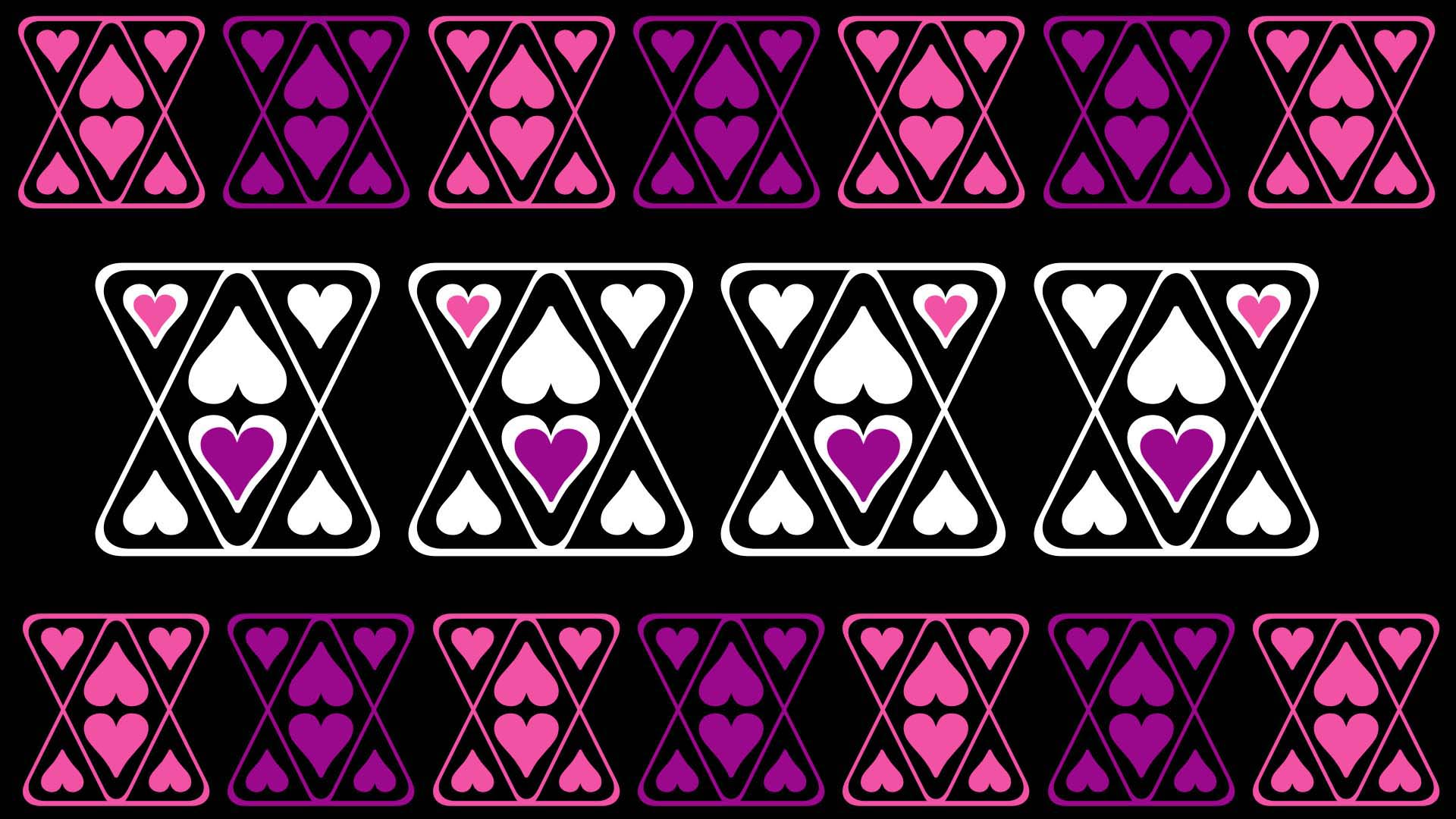 Pink White Purple Heart Shape 2K Abstract