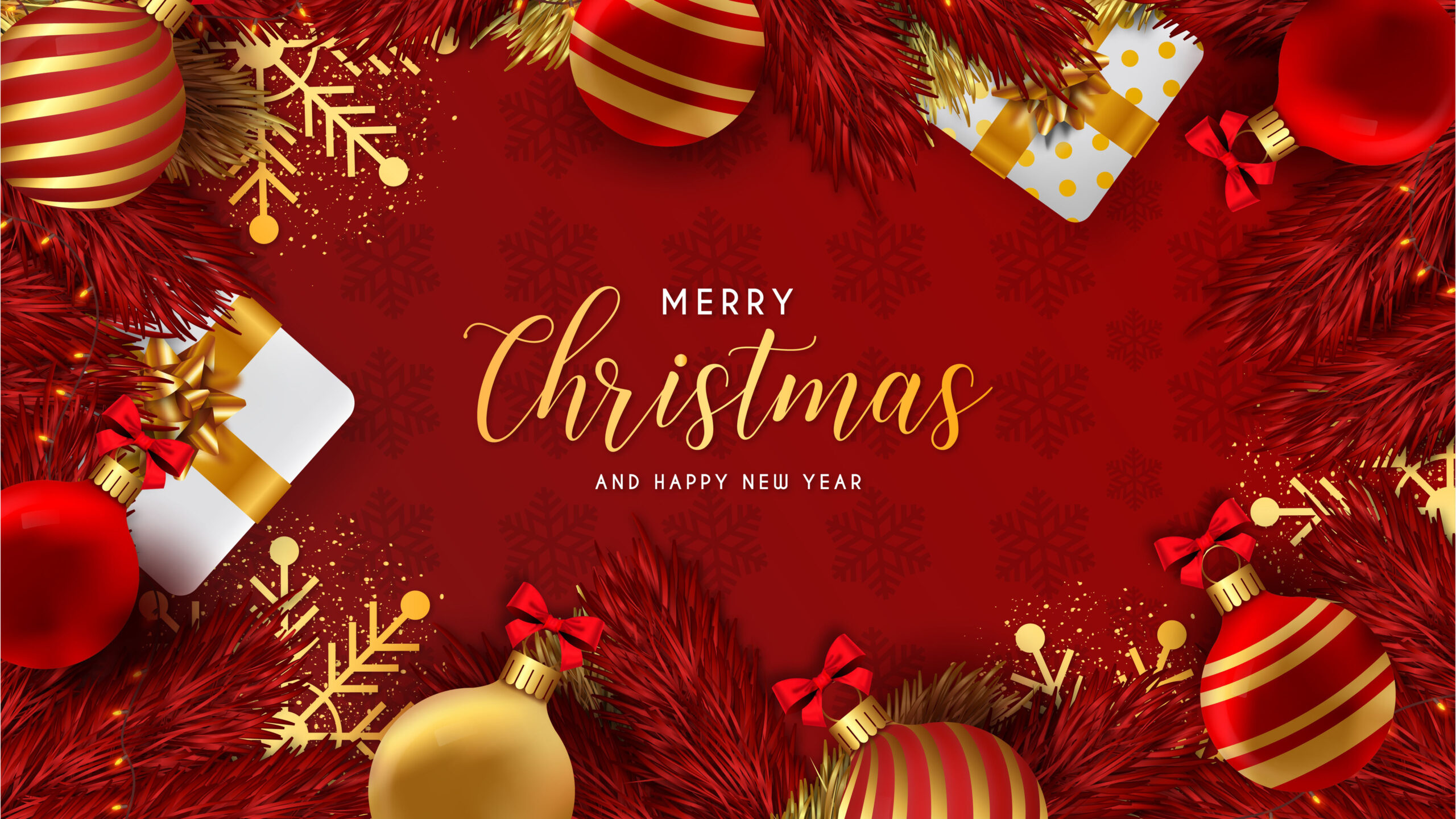 Merry Christmas And Happy New Year Red Golden Christmas Decoration Balls Ornaments K K 2K Christmas