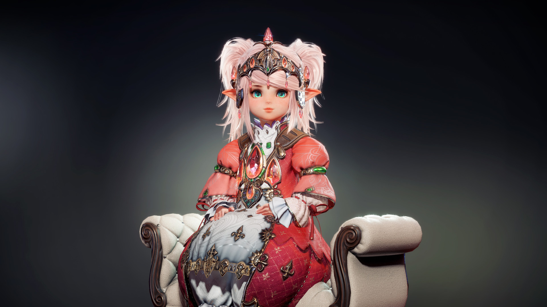 Green Eyes Girl Sitting In A Chair With Gray And Black Wallpaper Final Fantasy XIV 2K Final Fantasy XIV Games