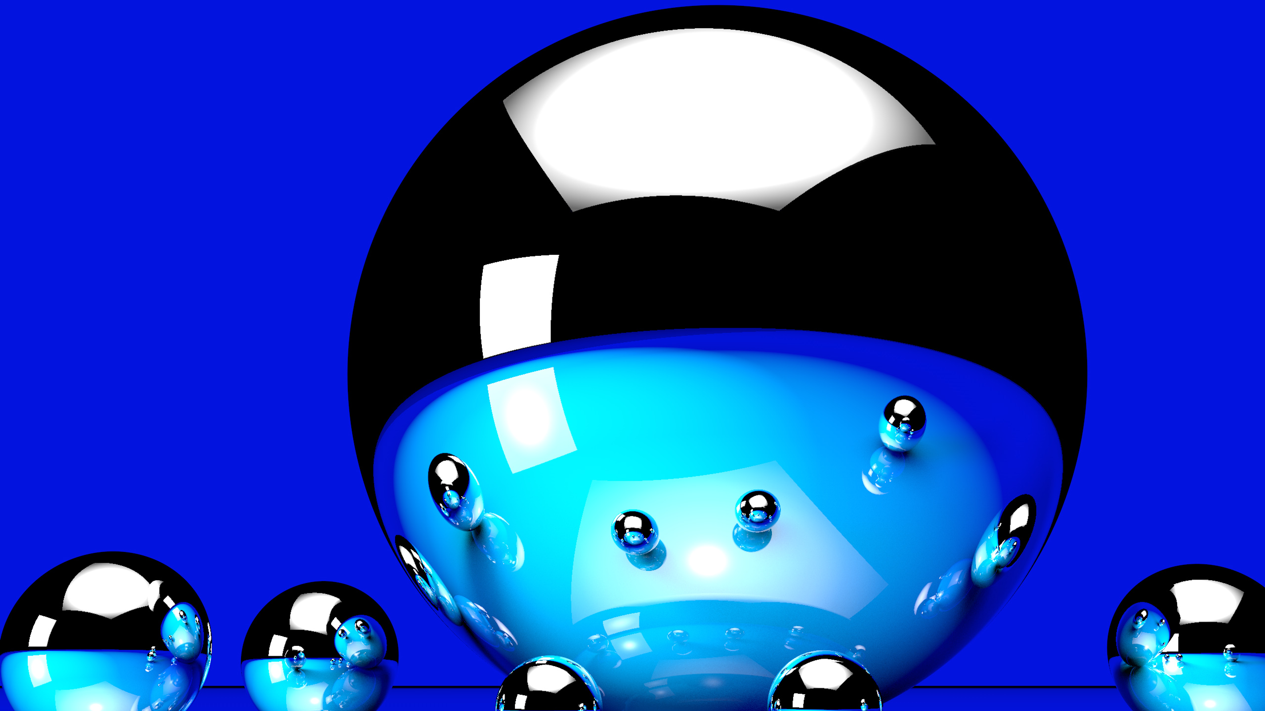 D Ball Blue Digital Art Reflection Sphere 2K Abstract