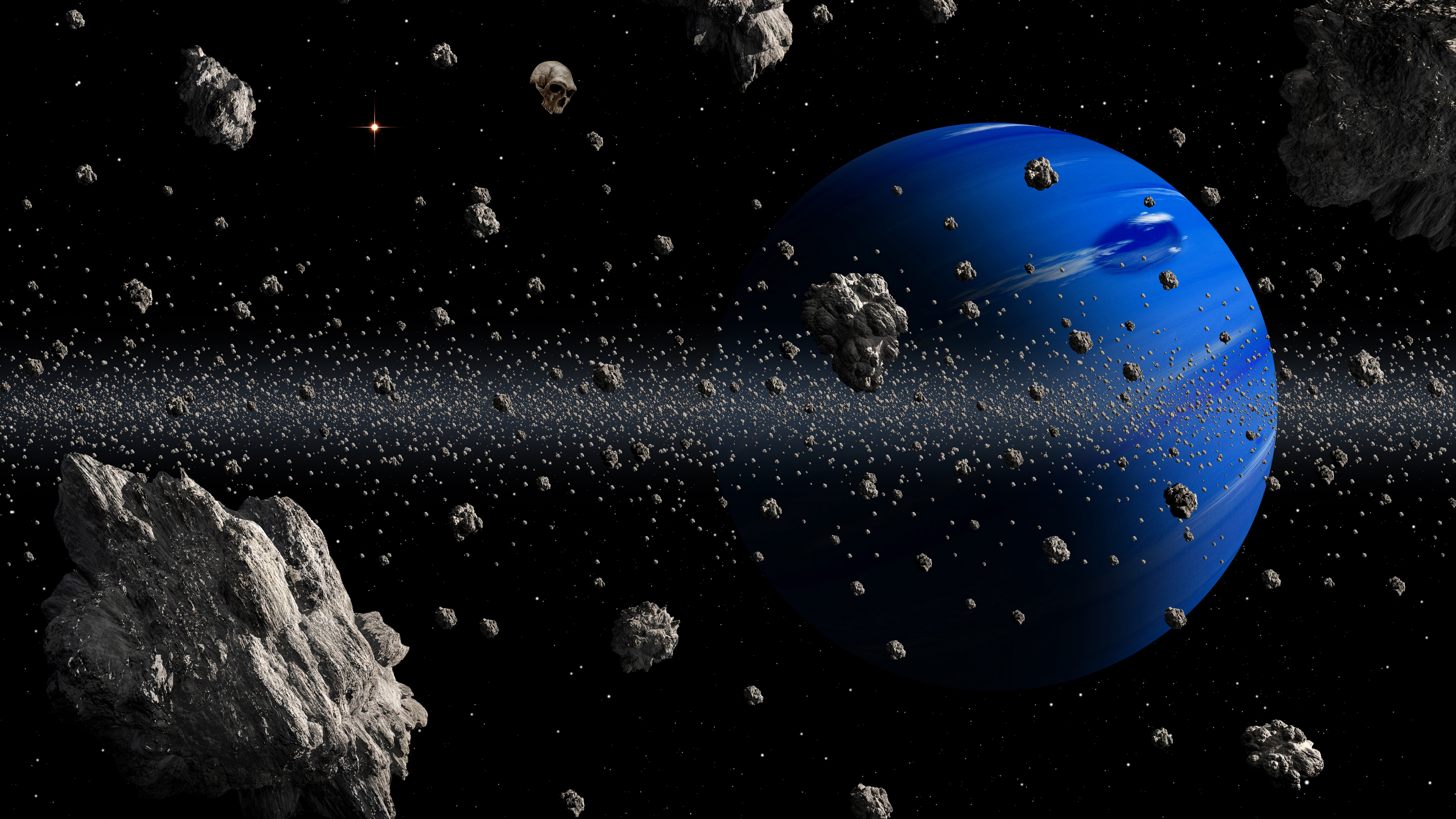 Planet Steroids Space Blue Asteroid Belt K 2K