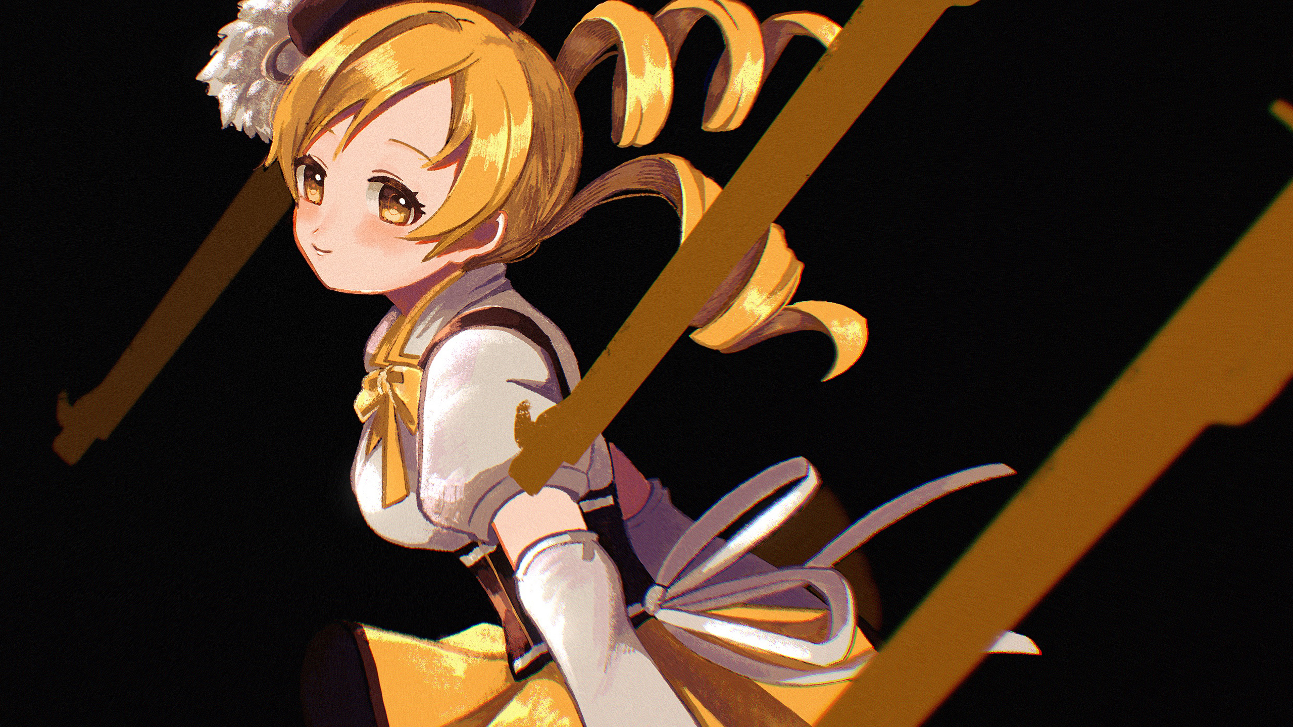 Yellow Eyes Hair Anime Girl With Yellow Dress 2K Anime Girl