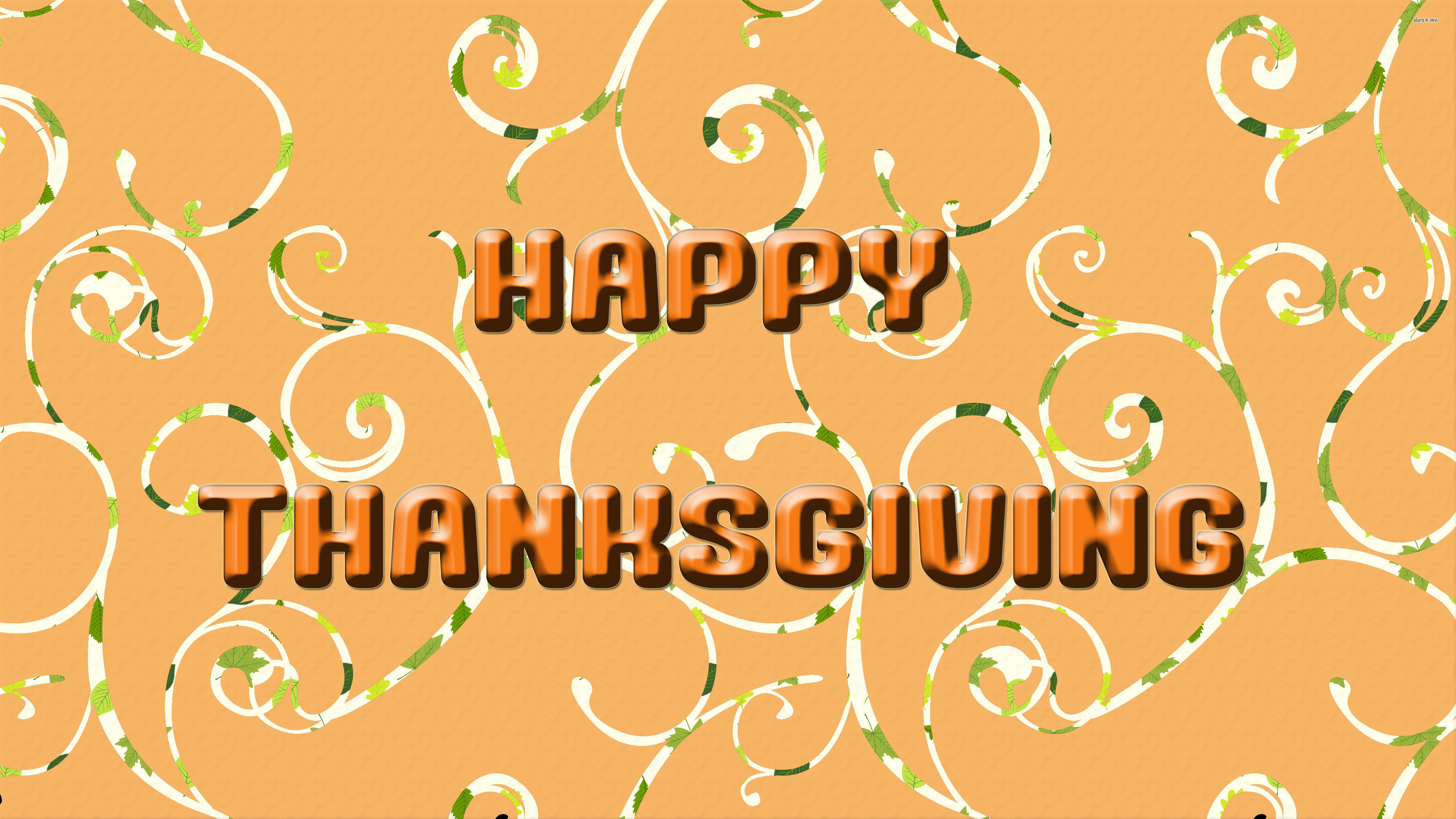 Happy Thanksgiving Word In Light Orange Wallpaper K 2K Thanksgiving