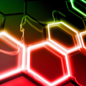Red And Green Hexagonn K 2K Abstract