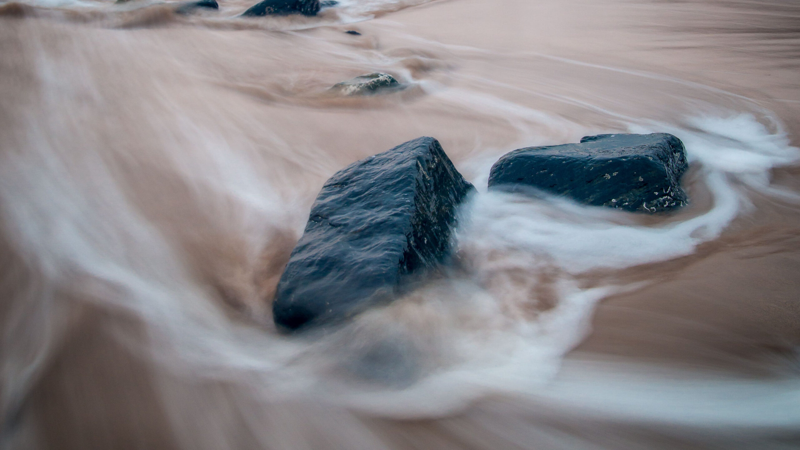 Stones Beach Sand Waves Stream K 2K Nature