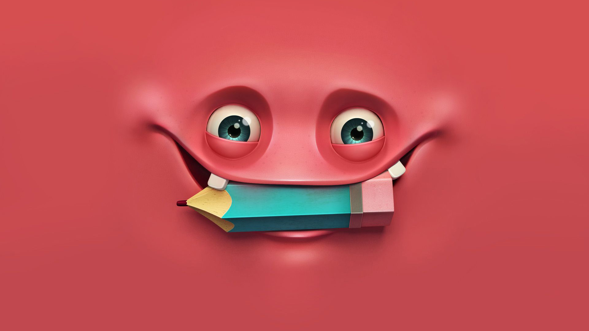 Red Funny Face Expression Pencil 2K Funny Wallpapers