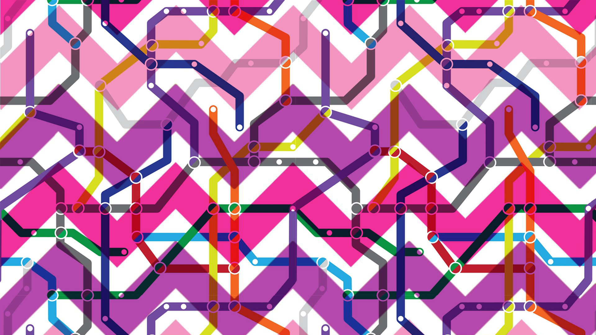 Colorful Geometry Pink Purple Yellow Zigzag 2K Abstract