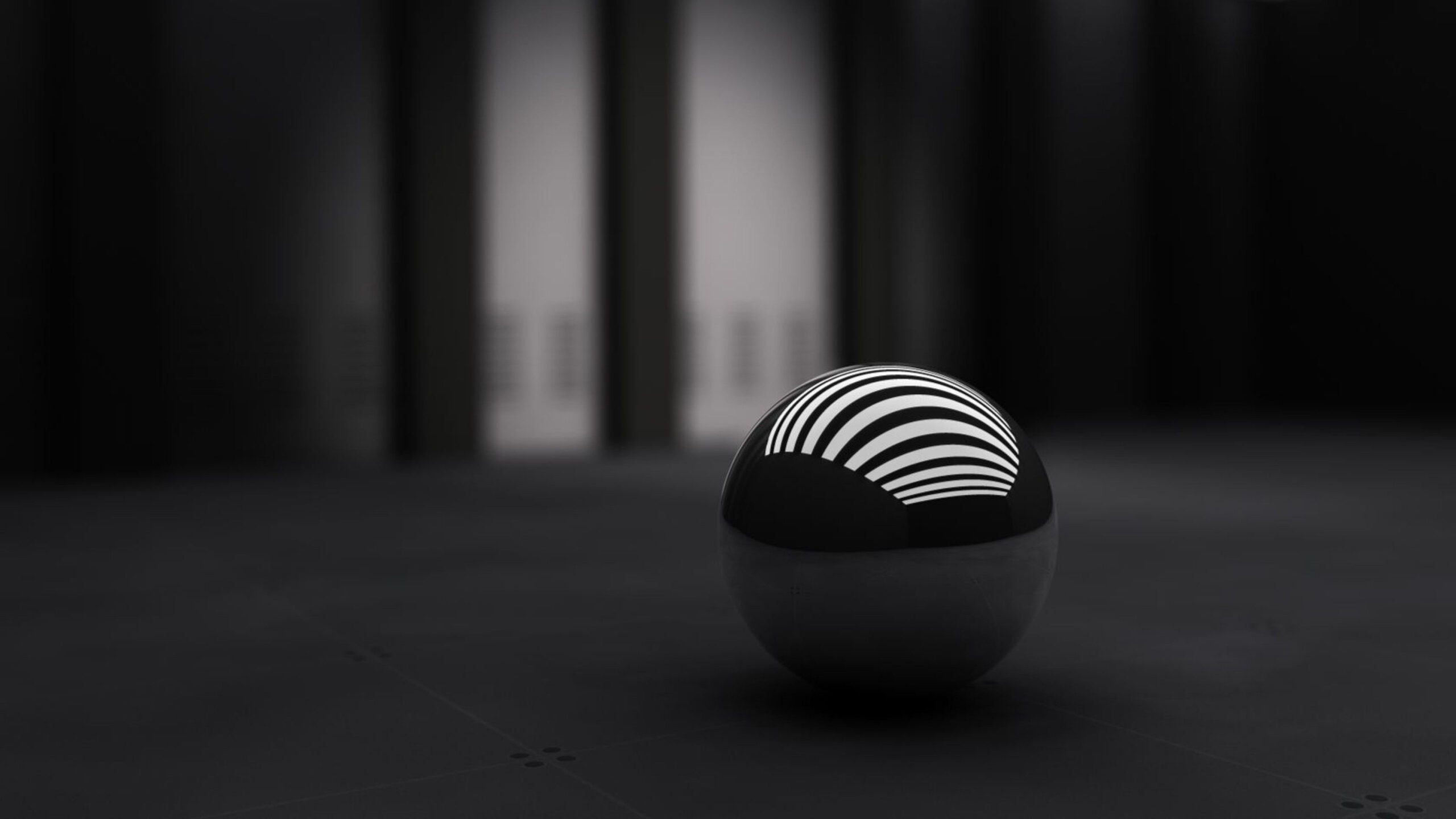 Black Ball With White Stripes On Floor K 2K Black
