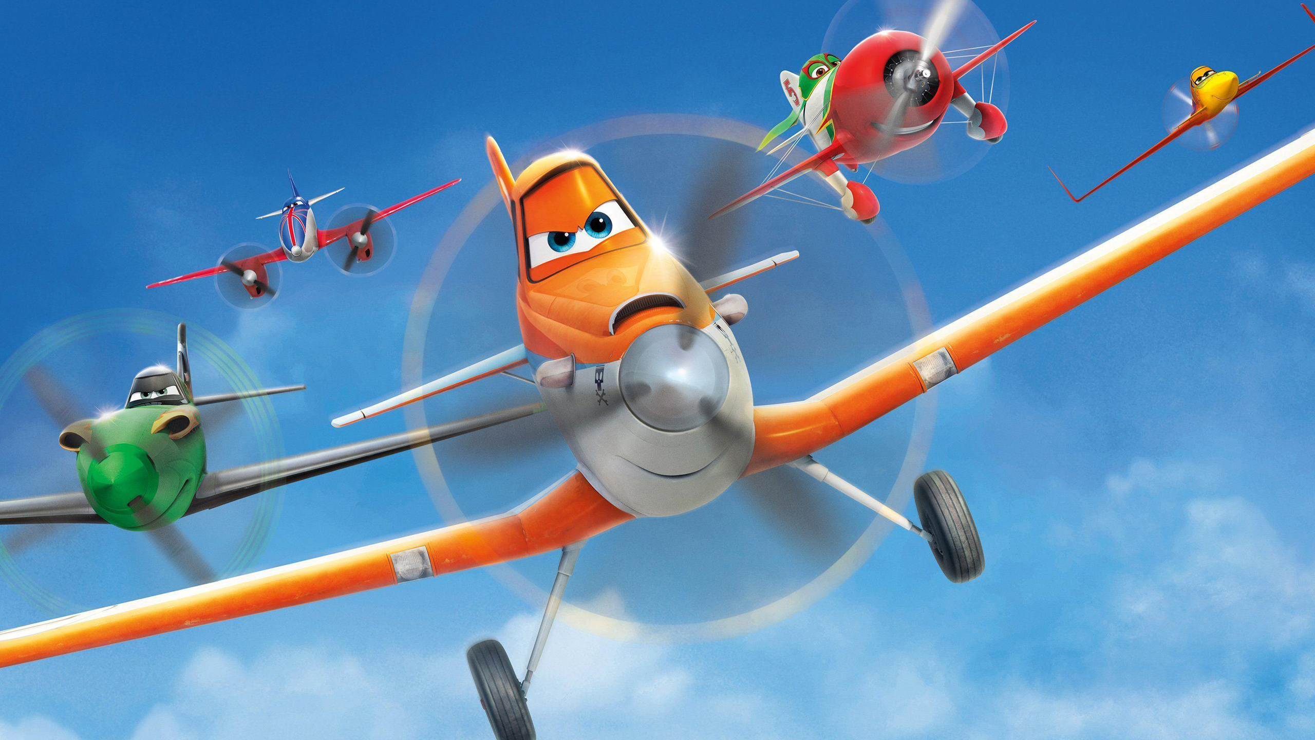 Planes With Blue Sky And Clouds Wallpaper 2K Disney