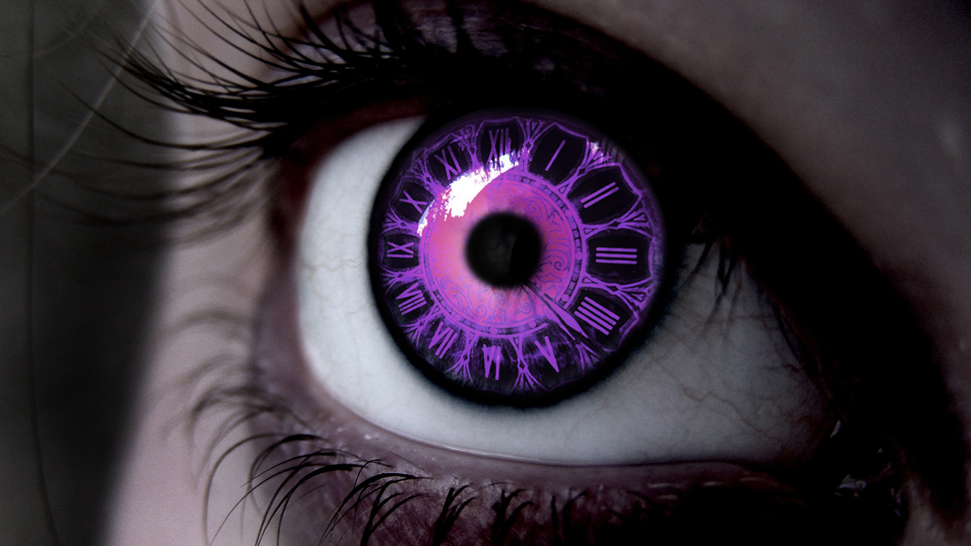 Purple Color Clock In Eyeball 2K Purple