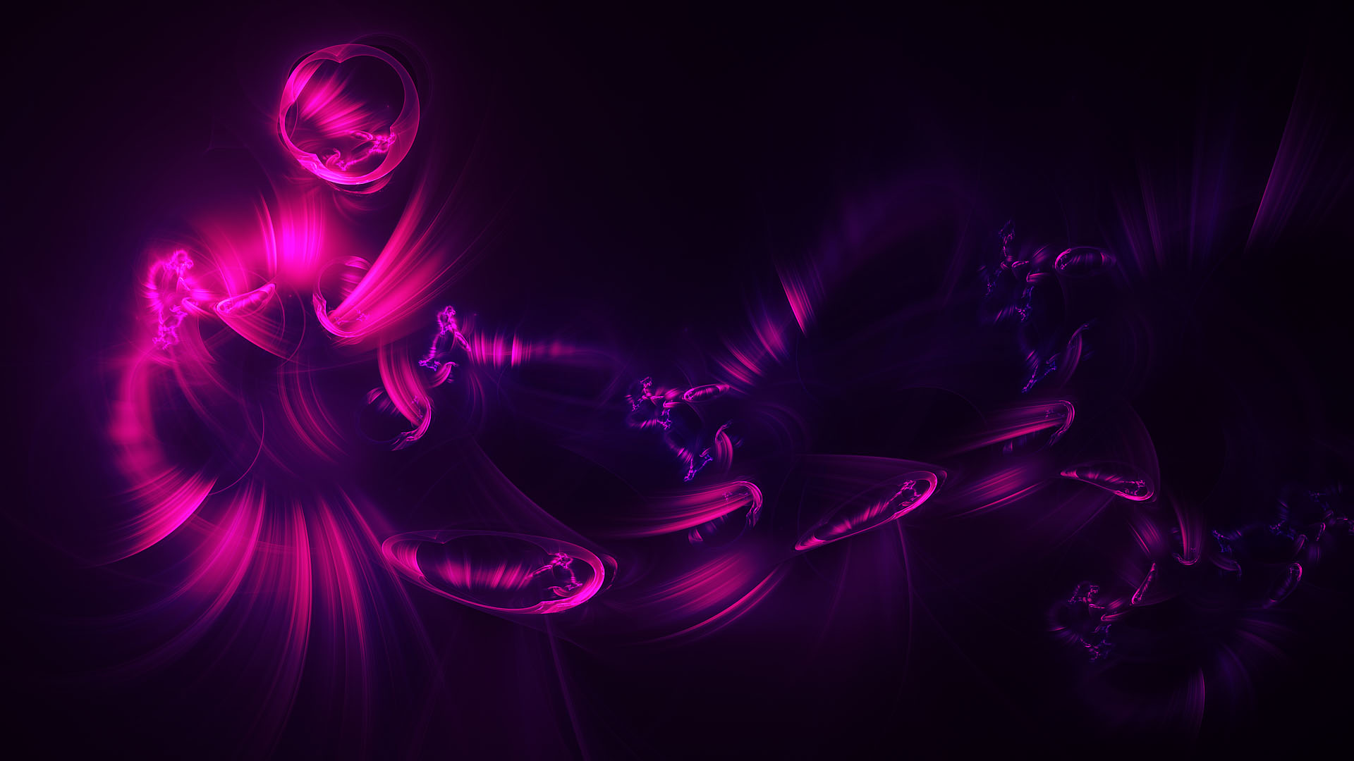 Pink Violet Fractal Lines Design Digital Art 2K Abstract