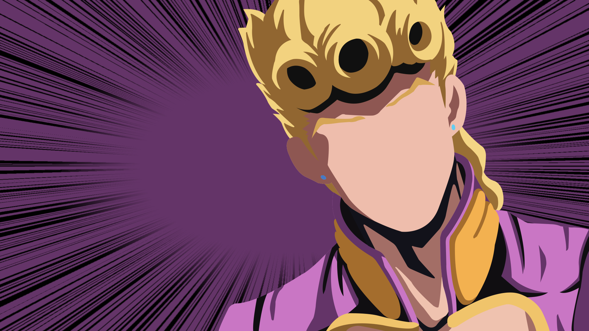 Jojo Giorno Giovanna With Wallpaper Of Purple And Black Line Abstract 2K Anime