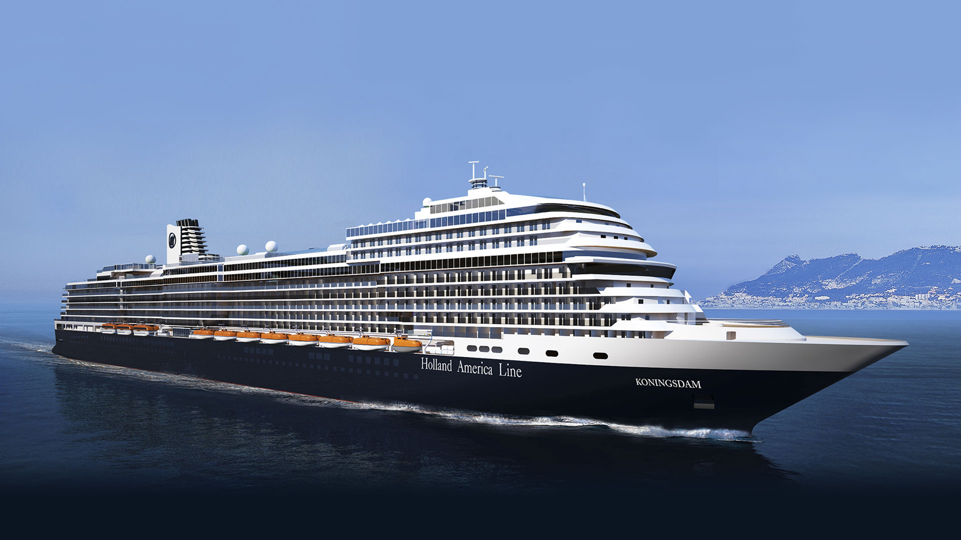 Black Holland America Line Cruise Ship Under Blue Sky 2K Cruise Ship