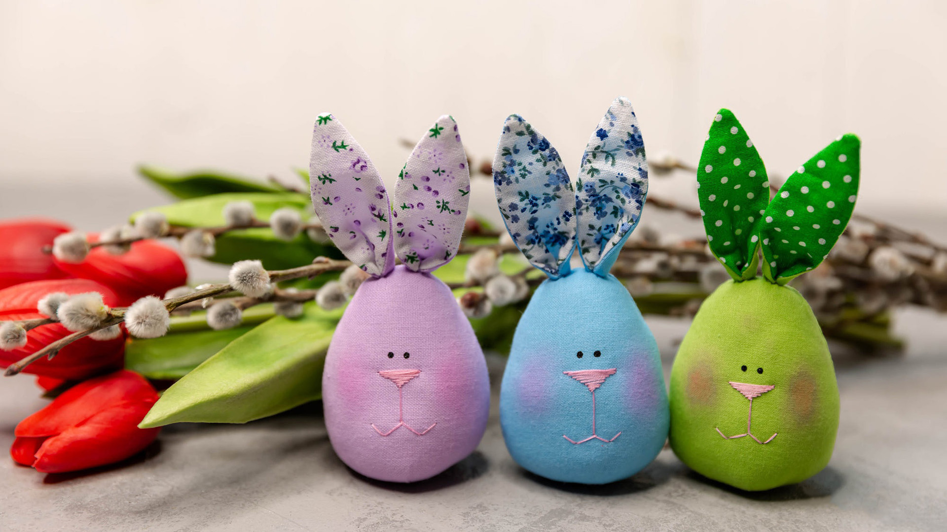 Green Blue Pink Easter Eggs With Bunny Ears 2K Happy Easter