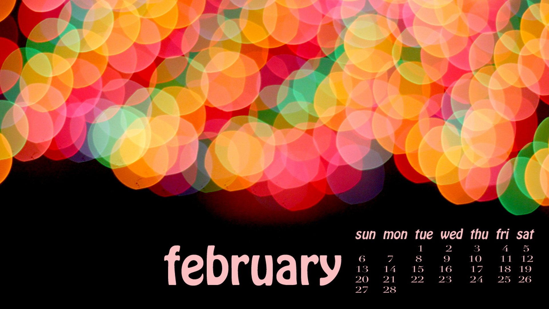 February Calendar Colorful Circles Bokeh Wallpaper 2K February