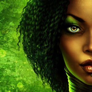 Black Girl In Green Wallpaper 2K Black Girl