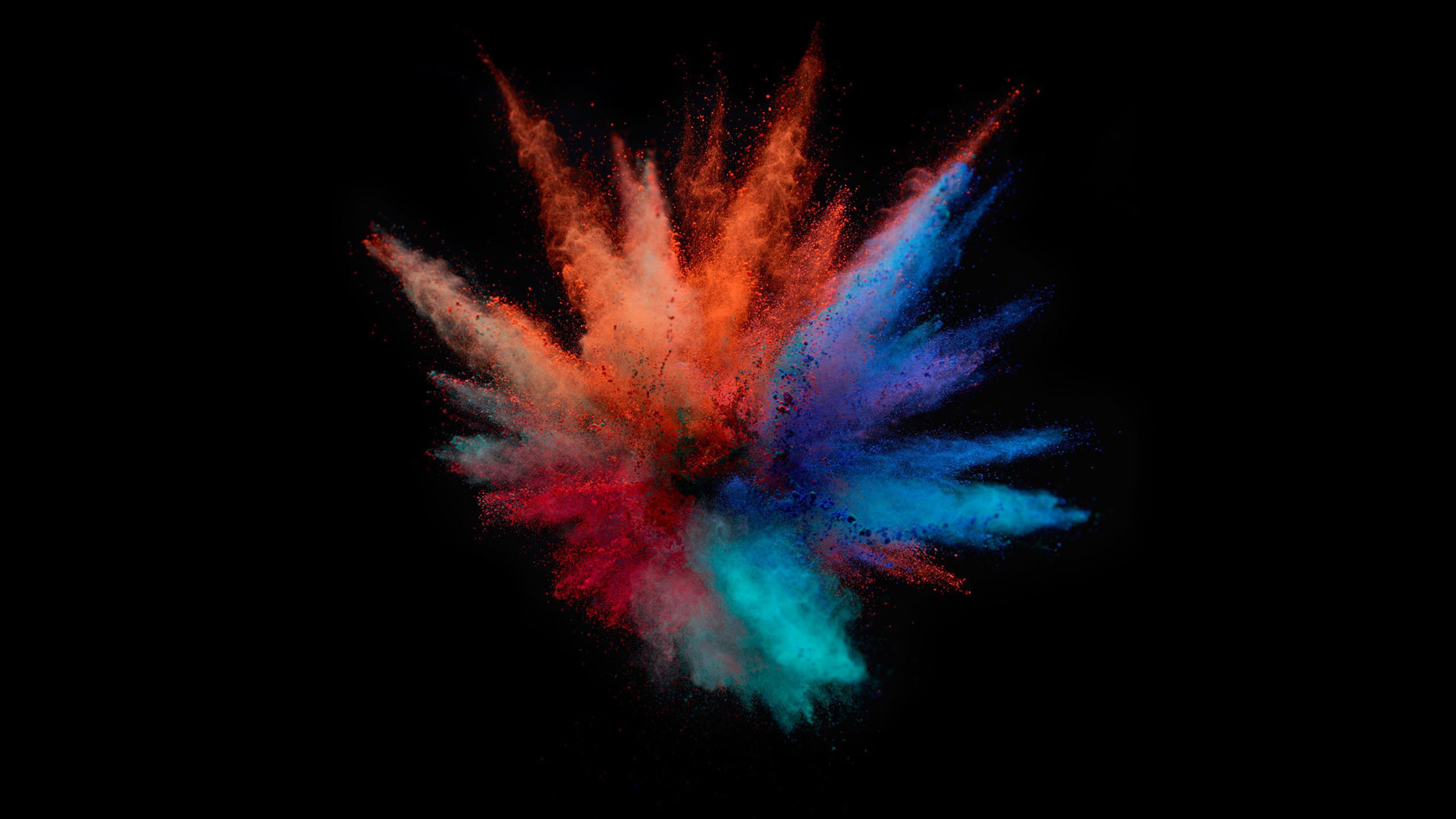 Colorful Powder Splash MacBook Black Wallpaper 2K Technology