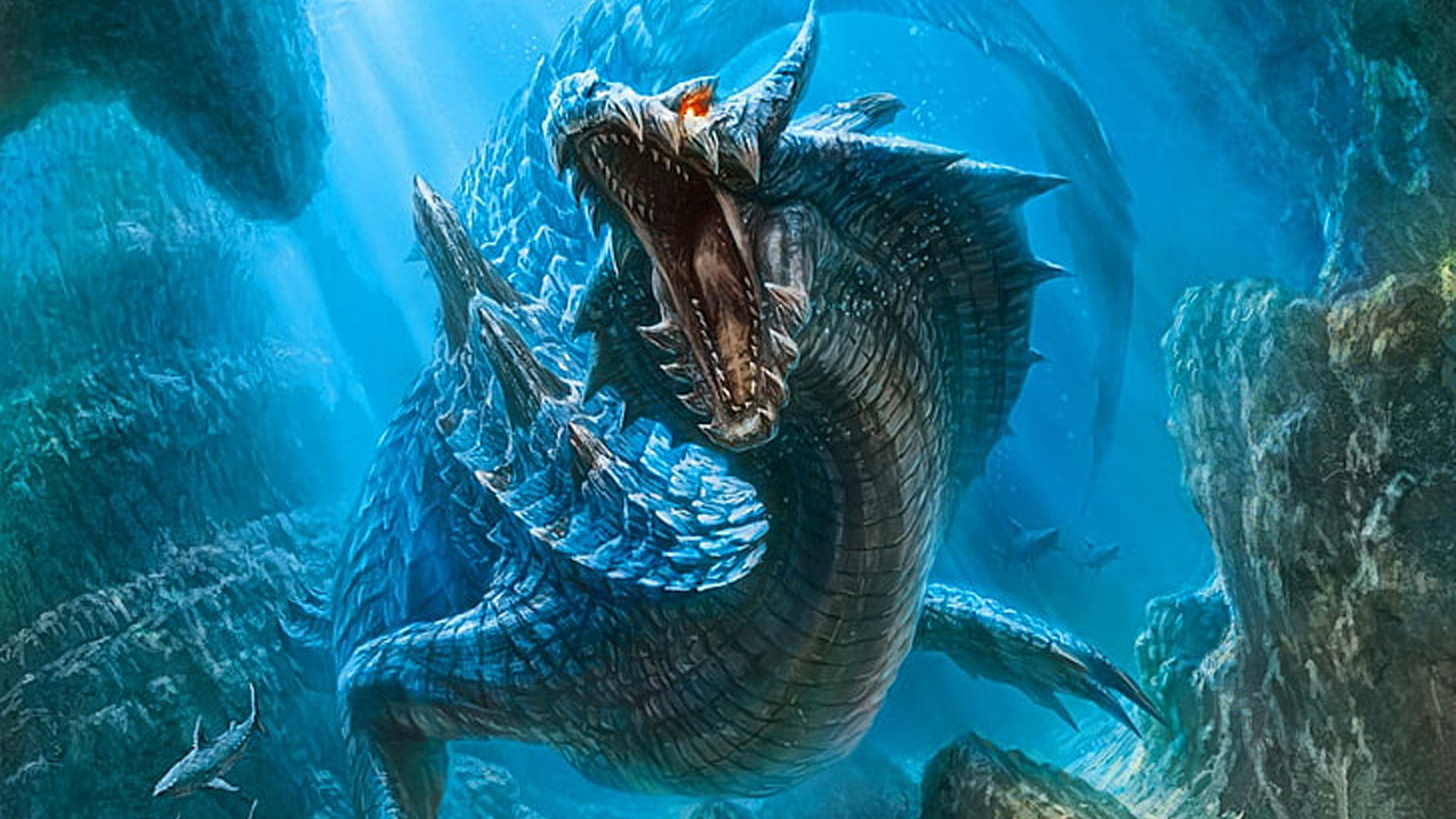 Dragon With Open Mouth Underwater 2K Dragon