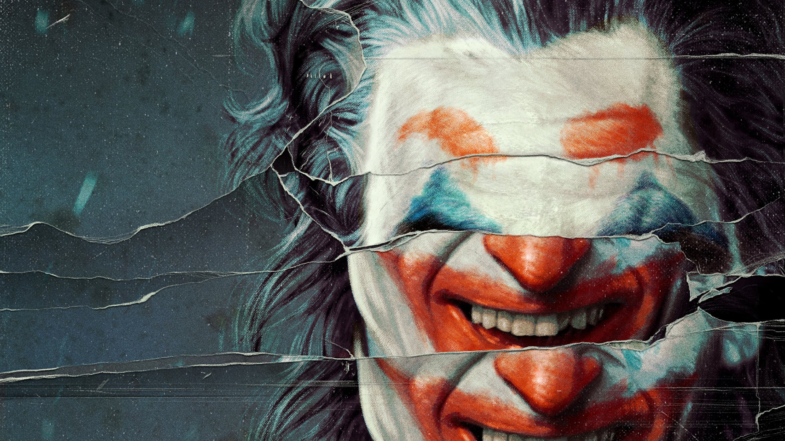 Face Of Joker Joaquin Phoenix Reflecting On Broken Mirror Without Eyes 2K Joker