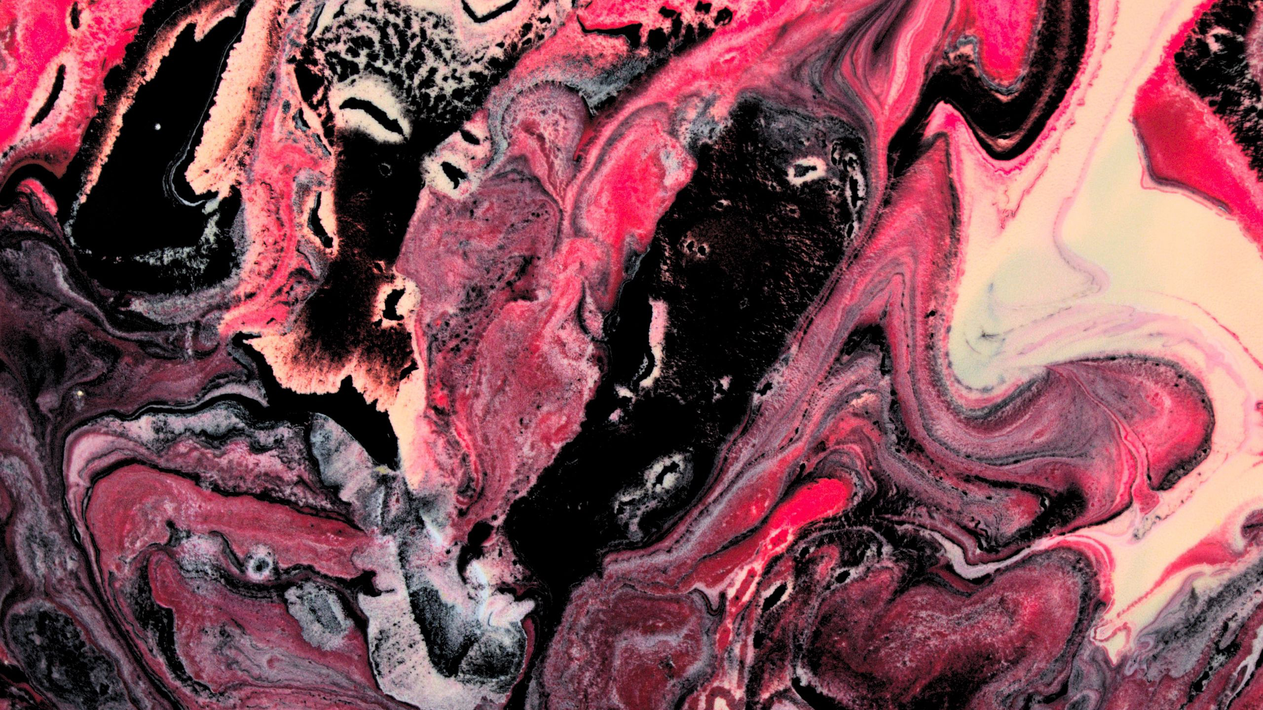 Black Pink Fluid Paint Stains 2K Abstract