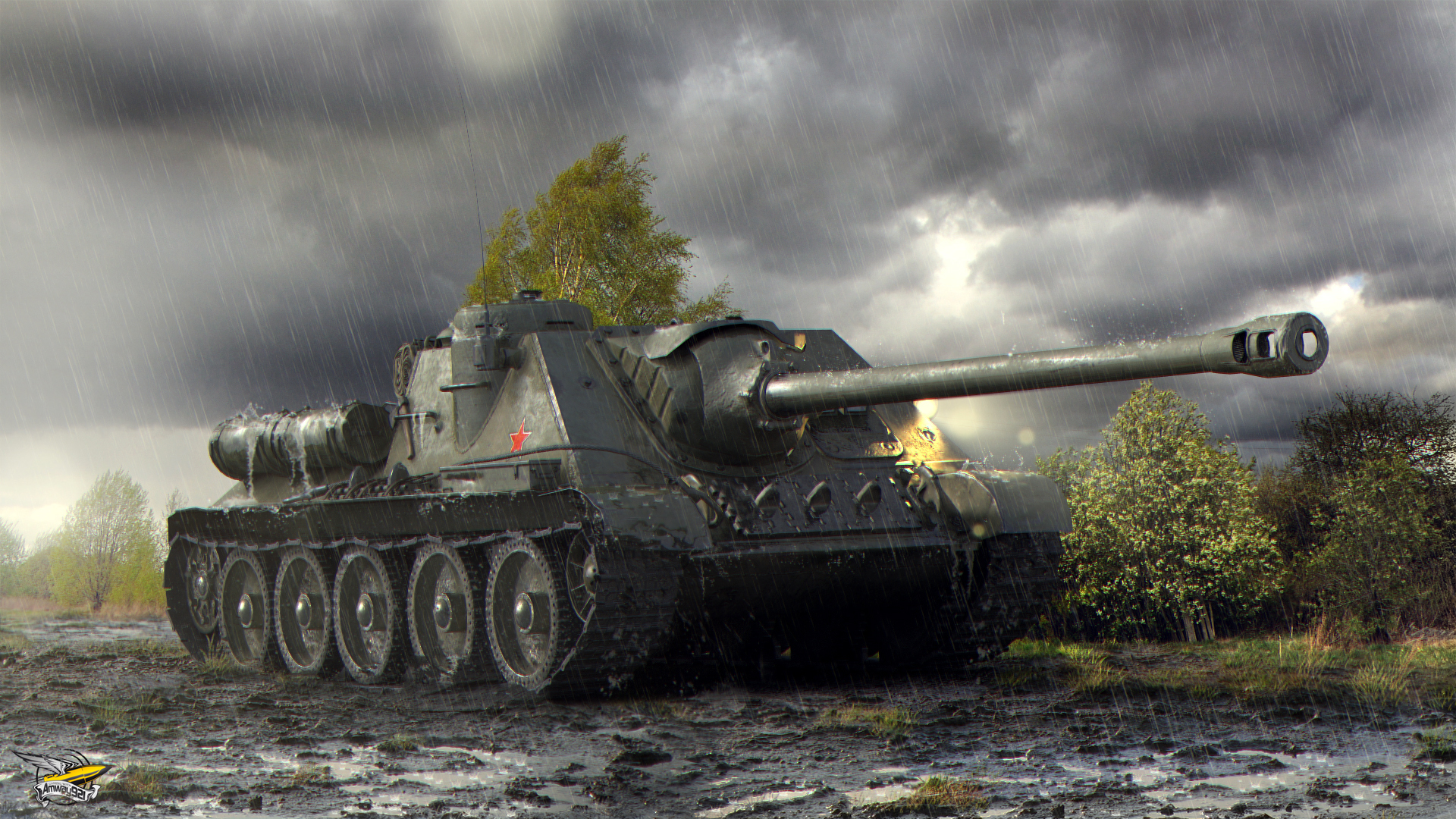 World Of Tanks Green Tank During Raining 2K World Of Tanks
