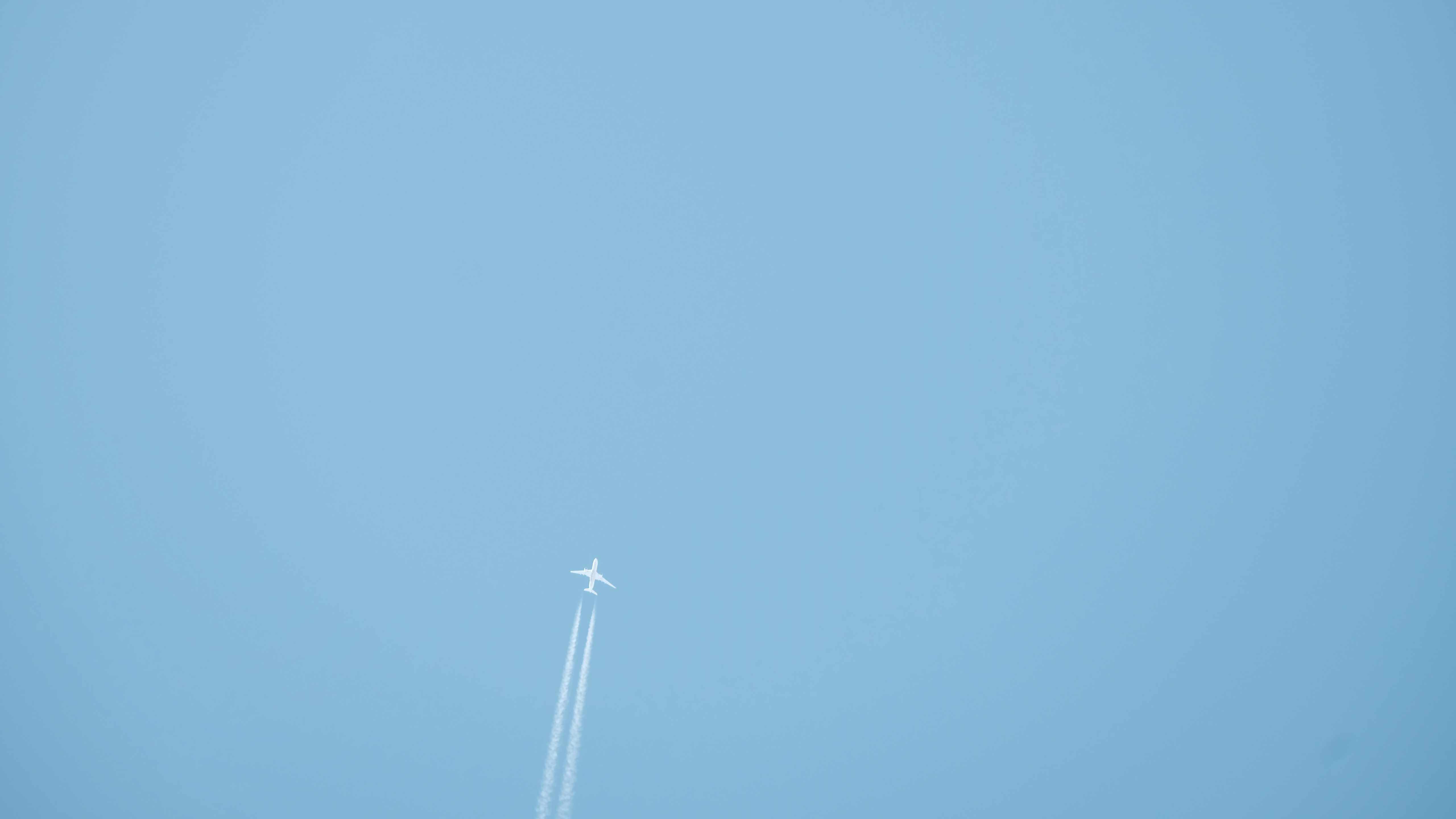 Aeroplane Flying On Light Blue Sky K K 2K Light Blue